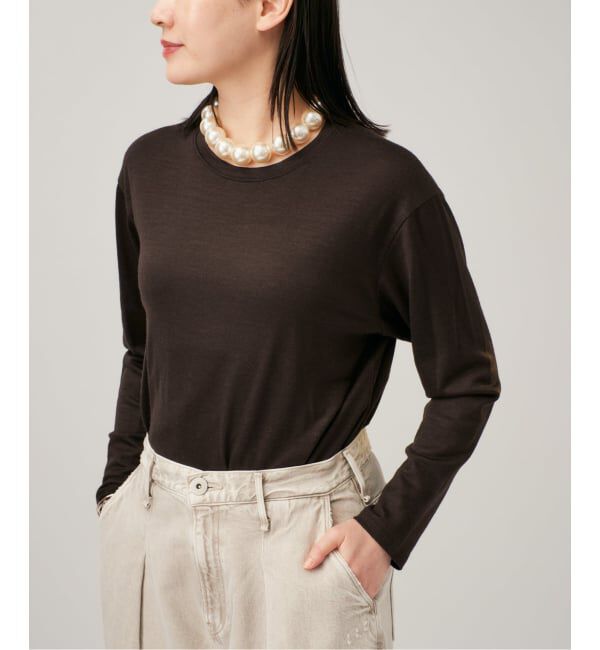 VERMEIL par iena「WOOL JERSEY クルーネックロングスリーブプルオーバー」|Tシャツ・カットソー|ブラウン