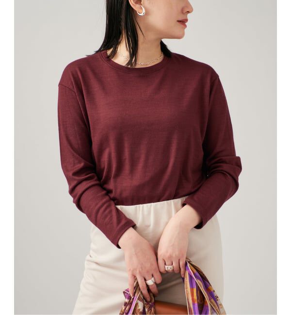 VERMEIL par iena「WOOL JERSEY クルーネックロングスリーブプルオーバー」|Tシャツ・カットソー|ボルドー