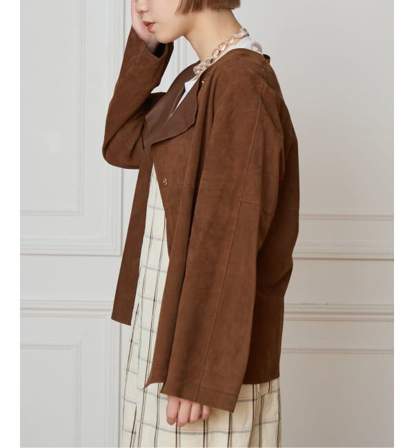 IENA LA BOUCLE「《予約》IENA LA BOUCLE GOAT SUEDE ジャケット」|ノーカラージャケット|