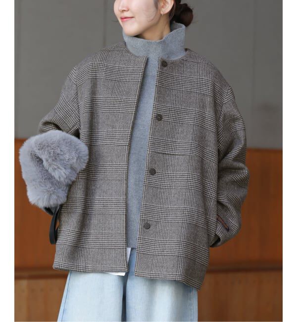JOURNAL STANDARD relume「《追加2》スーパーファインビーバークルーネックコート」|ノーカラーコート|