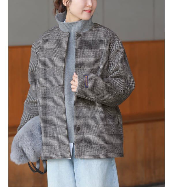 JOURNAL STANDARD relume「《追加2》スーパーファインビーバークルーネックコート」|ノーカラーコート|