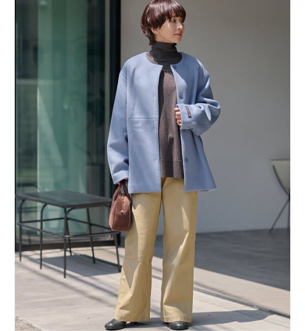 JOURNAL STANDARD relume「《追加2》スーパーファインビーバークルーネックコート」|ノーカラーコート|