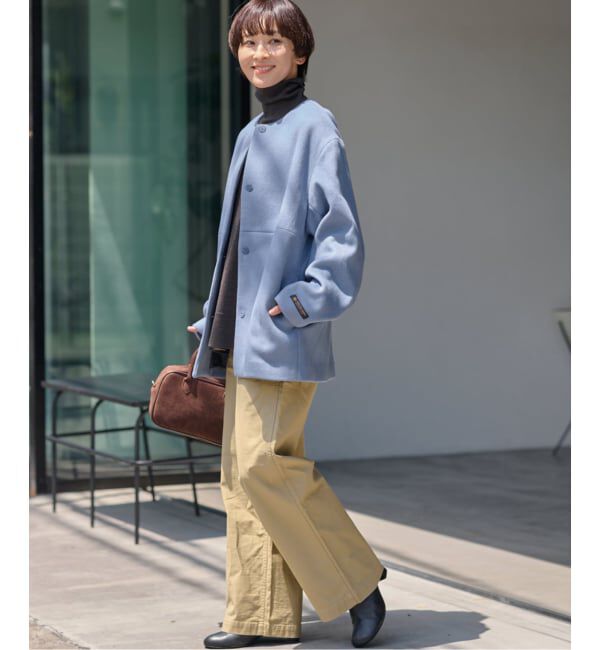 JOURNAL STANDARD relume「《追加2》スーパーファインビーバークルーネックコート」|ノーカラーコート|