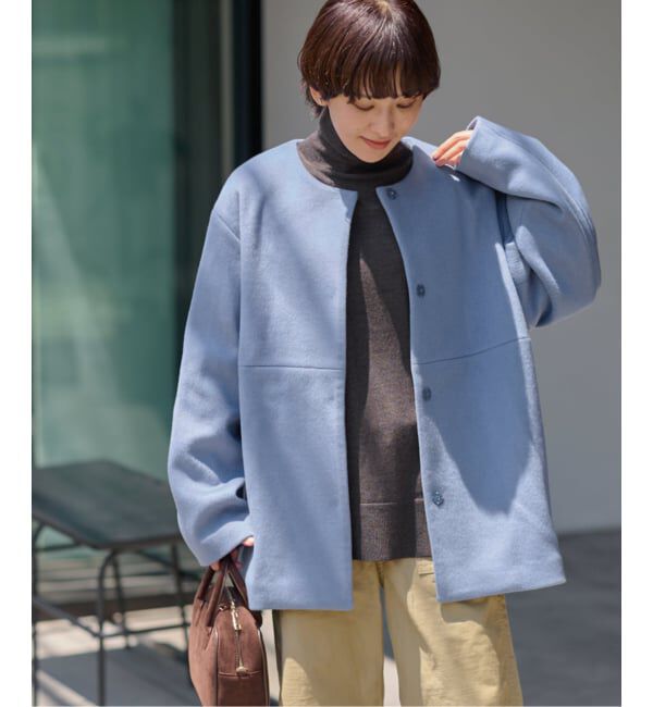 JOURNAL STANDARD relume「《追加2》スーパーファインビーバークルーネックコート」|ノーカラーコート|