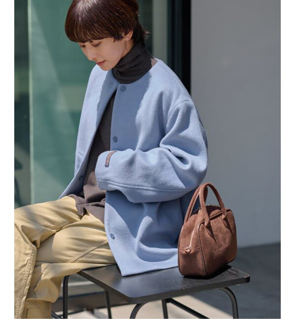 JOURNAL STANDARD relume「《追加2》スーパーファインビーバークルーネックコート」|ノーカラーコート|
