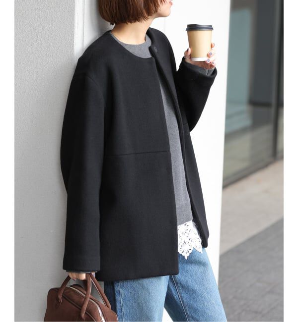 JOURNAL STANDARD relume「《追加2》スーパーファインビーバークルーネックコート」|ノーカラーコート|