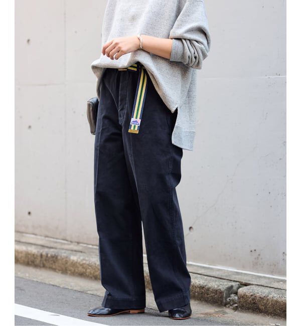 FRAMeWORK「BURK 別注 ガチャベルト付きチノパン」|チノ|ネイビー