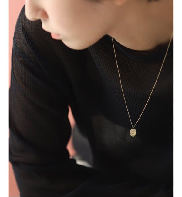 Lilas by Spick&Span「10mmオーバルテクスチャーモチーフ50cmネックレス K10」|ネックレス|