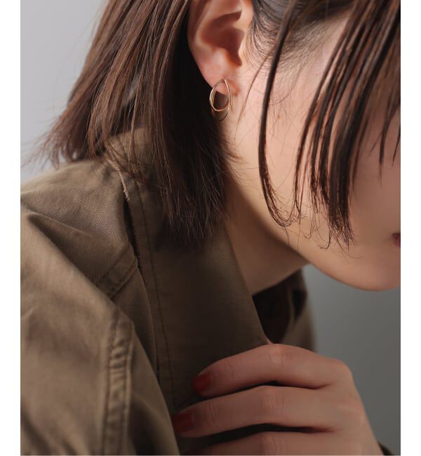 Lilas by Spick&Span「20mm2ラインカーブフープピアス K10（両耳）」|ピアス|