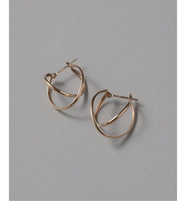 Lilas by Spick&Span「20mm2ラインカーブフープピアス K10（両耳）」|ピアス|