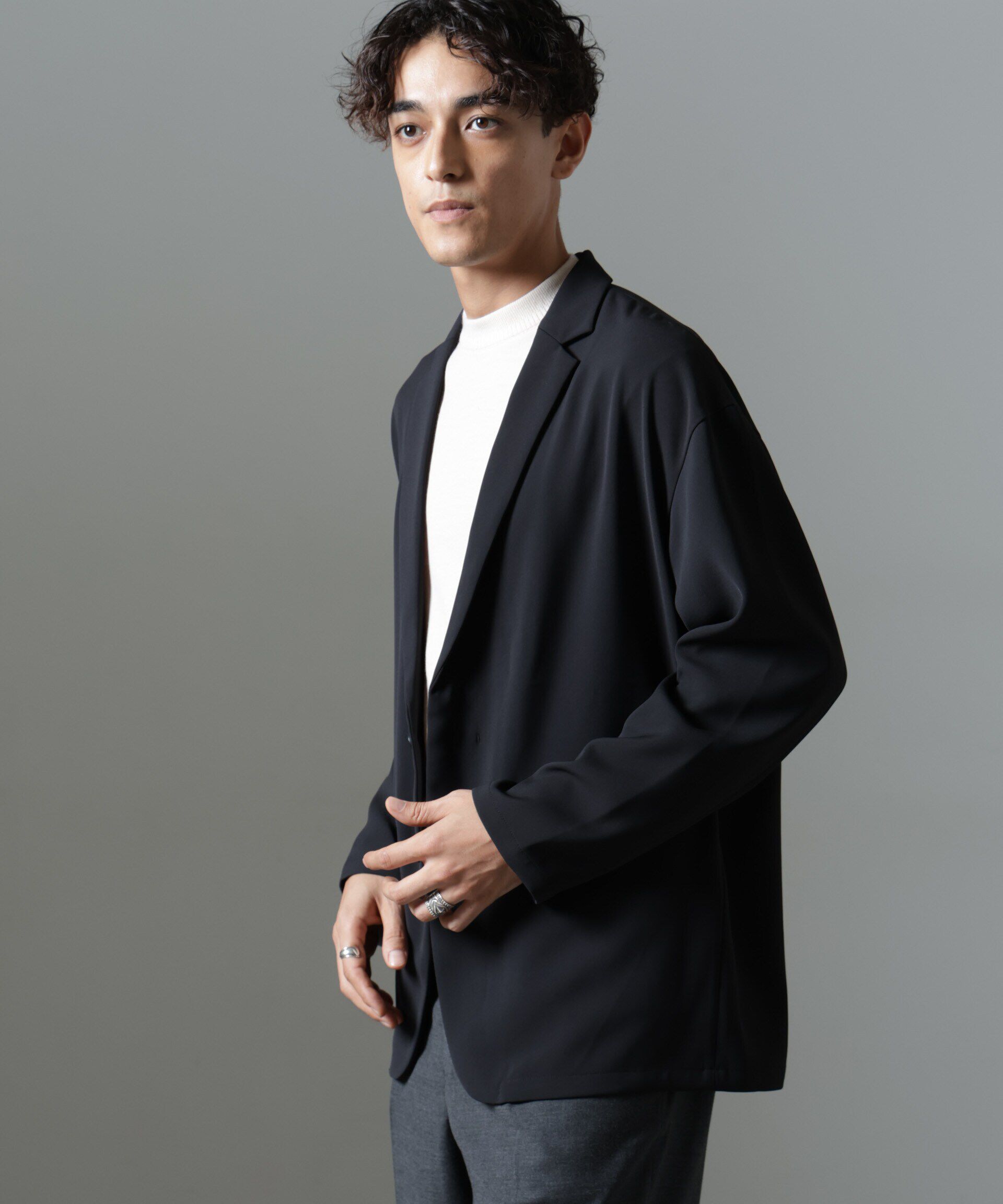 nano･universe「ドレープ ワイドジャケット(セットアップ可)」|テーラードジャケット|