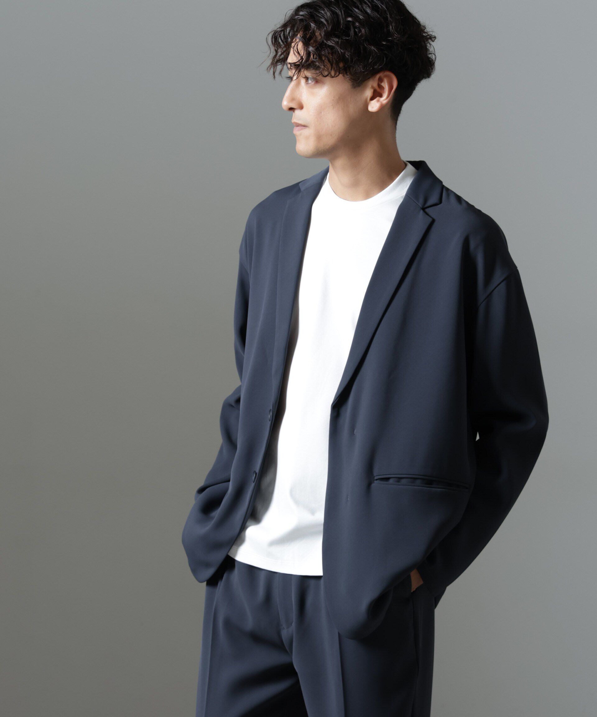 nano･universe「ドレープ ワイドジャケット(セットアップ可)」|テーラードジャケット|