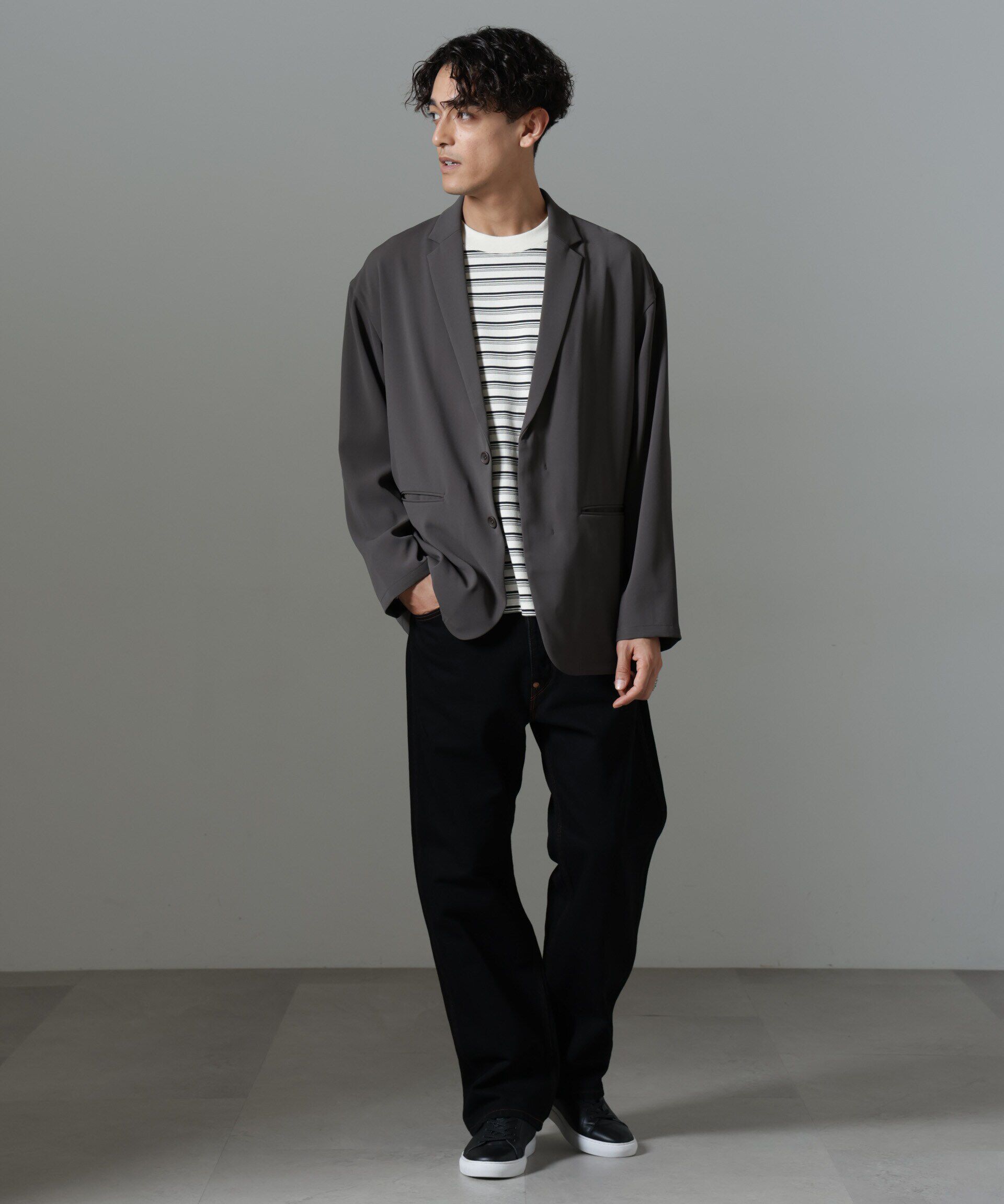 nano･universe「ドレープ ワイドジャケット(セットアップ可)」|テーラードジャケット|