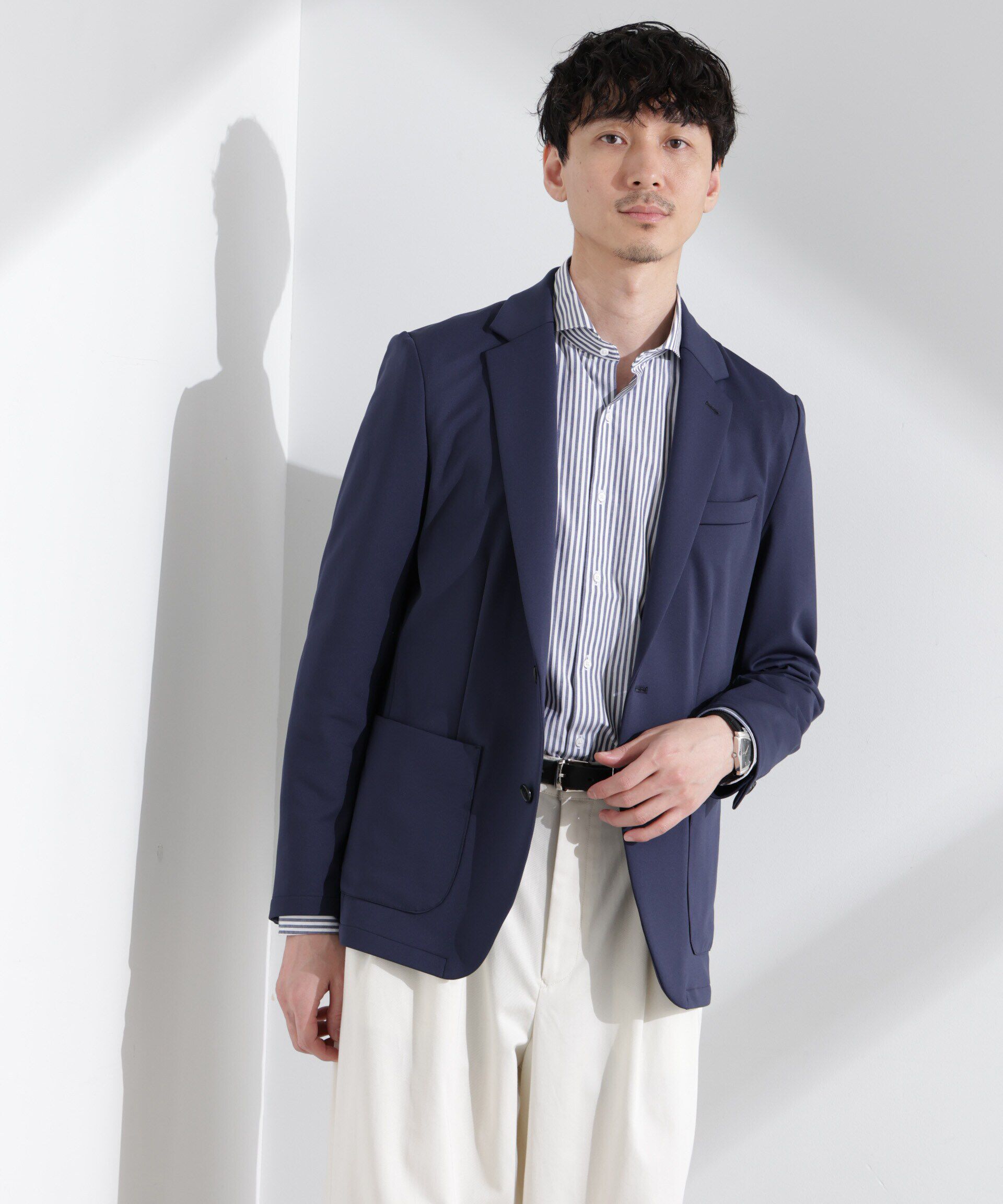 nano･universe「「N JACKET BASIC」TEXBRID(R)ポンチストレッチジャケット(セットアップ可)」|スーツ|ネイビー