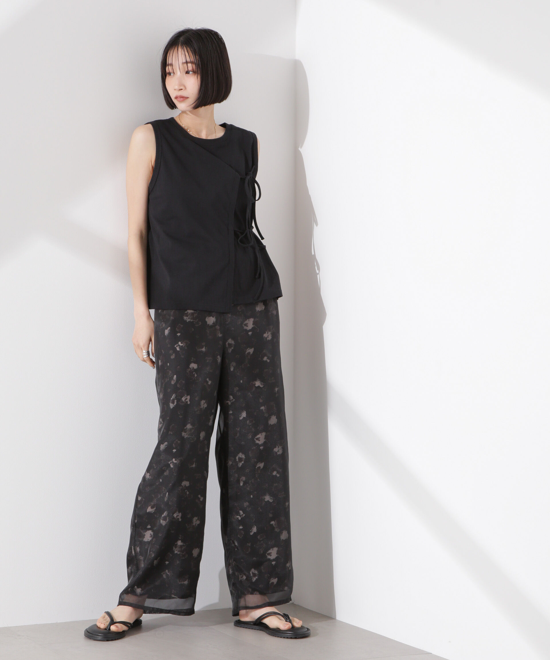 nano･universe「ドライタッチ天竺リボン結びディティールトップス」|Tシャツ・カットソー|