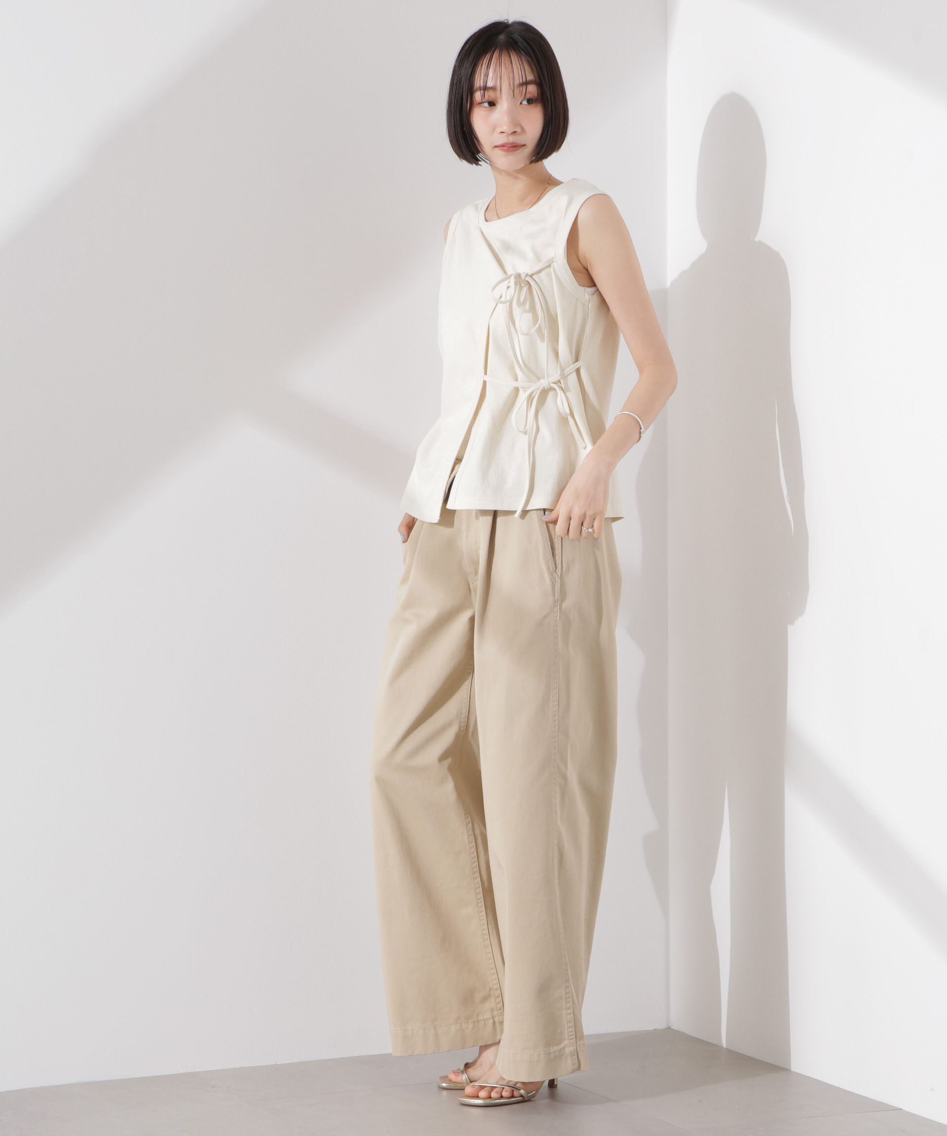 nano･universe「ドライタッチ天竺リボン結びディティールトップス」|Tシャツ・カットソー|