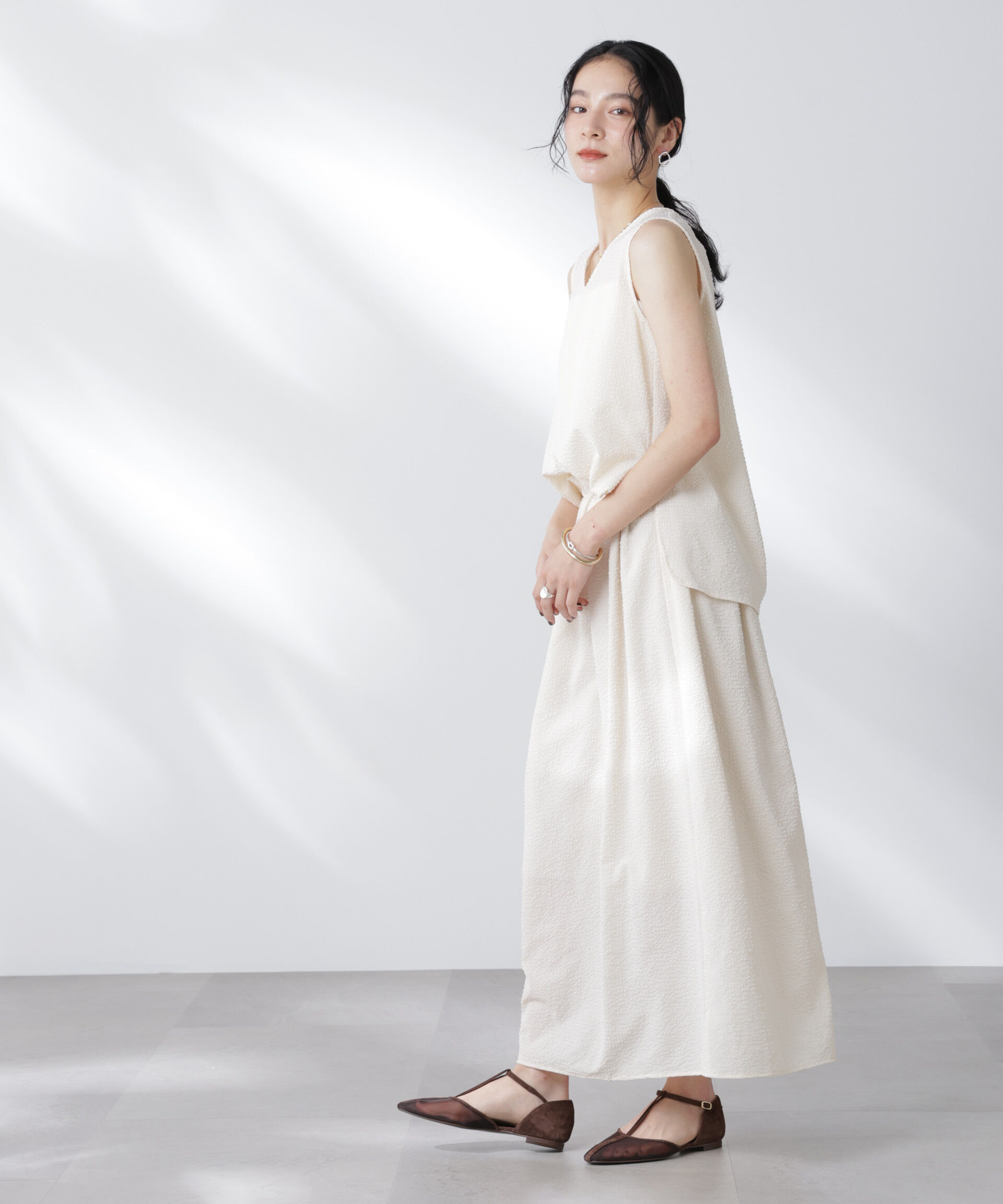 nano･universe「サッカーブラウス&times;スカートセットアップ」|ワンピース|