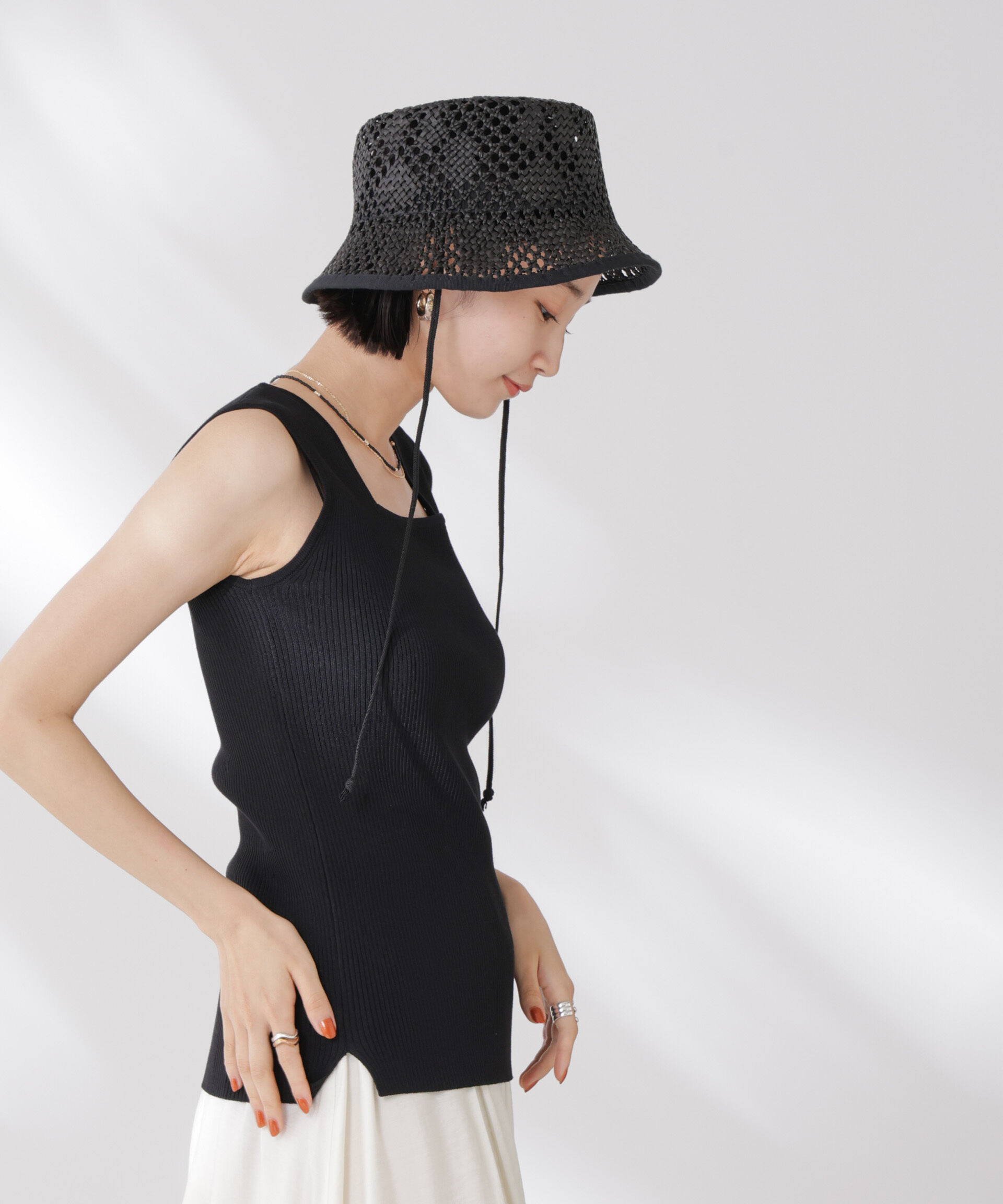 nano･universe「前後2wayスクエア＆クルーネックリブニットタンクトップ」|ニット・セーター|