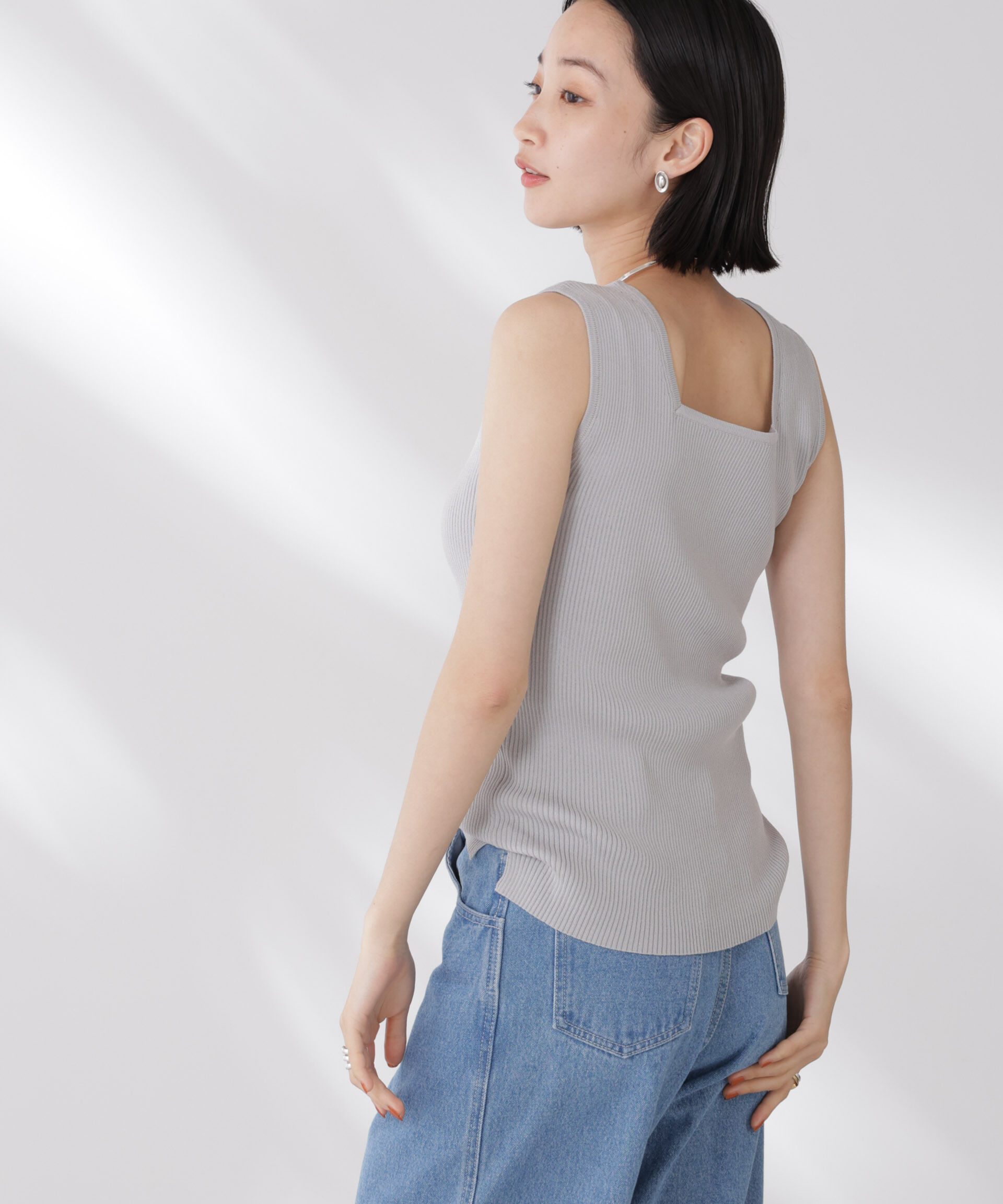 nano･universe「前後2wayスクエア＆クルーネックリブニットタンクトップ」|ニット・セーター|