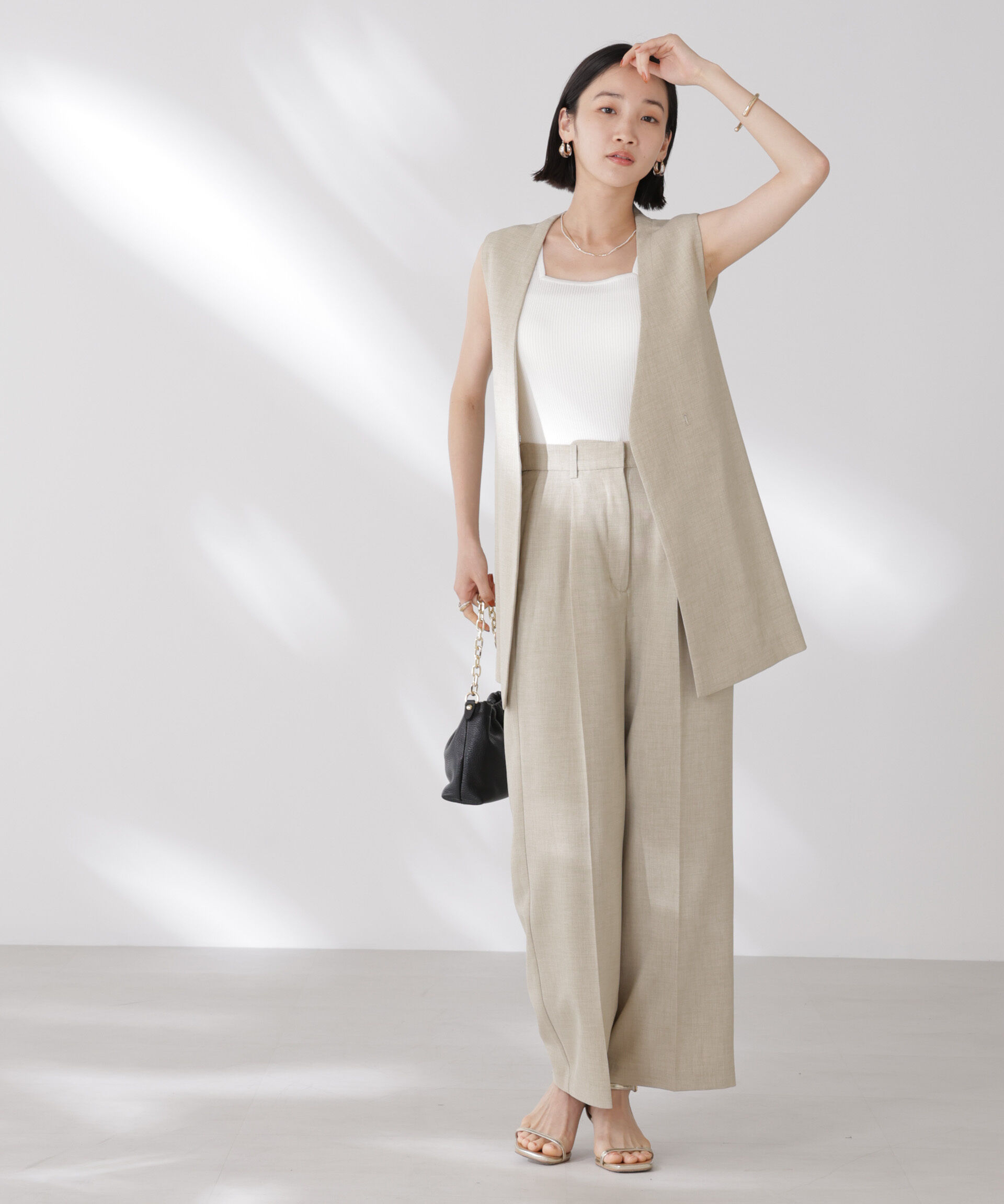 nano･universe「前後2wayスクエア＆クルーネックリブニットタンクトップ」|ニット・セーター|