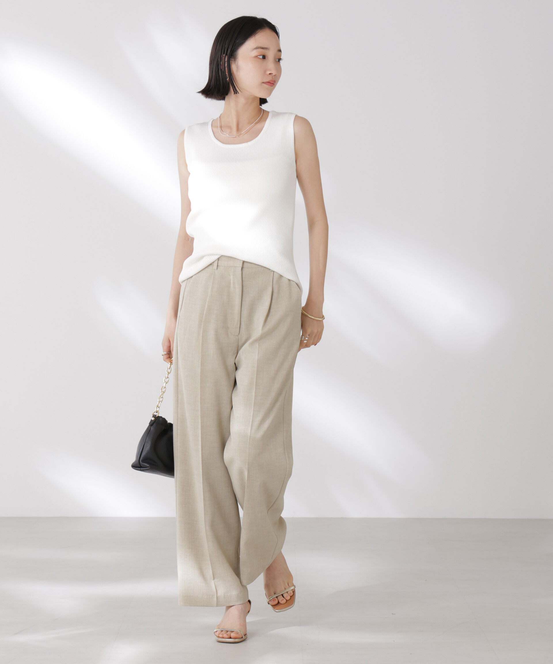 nano･universe「前後2wayスクエア＆クルーネックリブニットタンクトップ」|ニット・セーター|