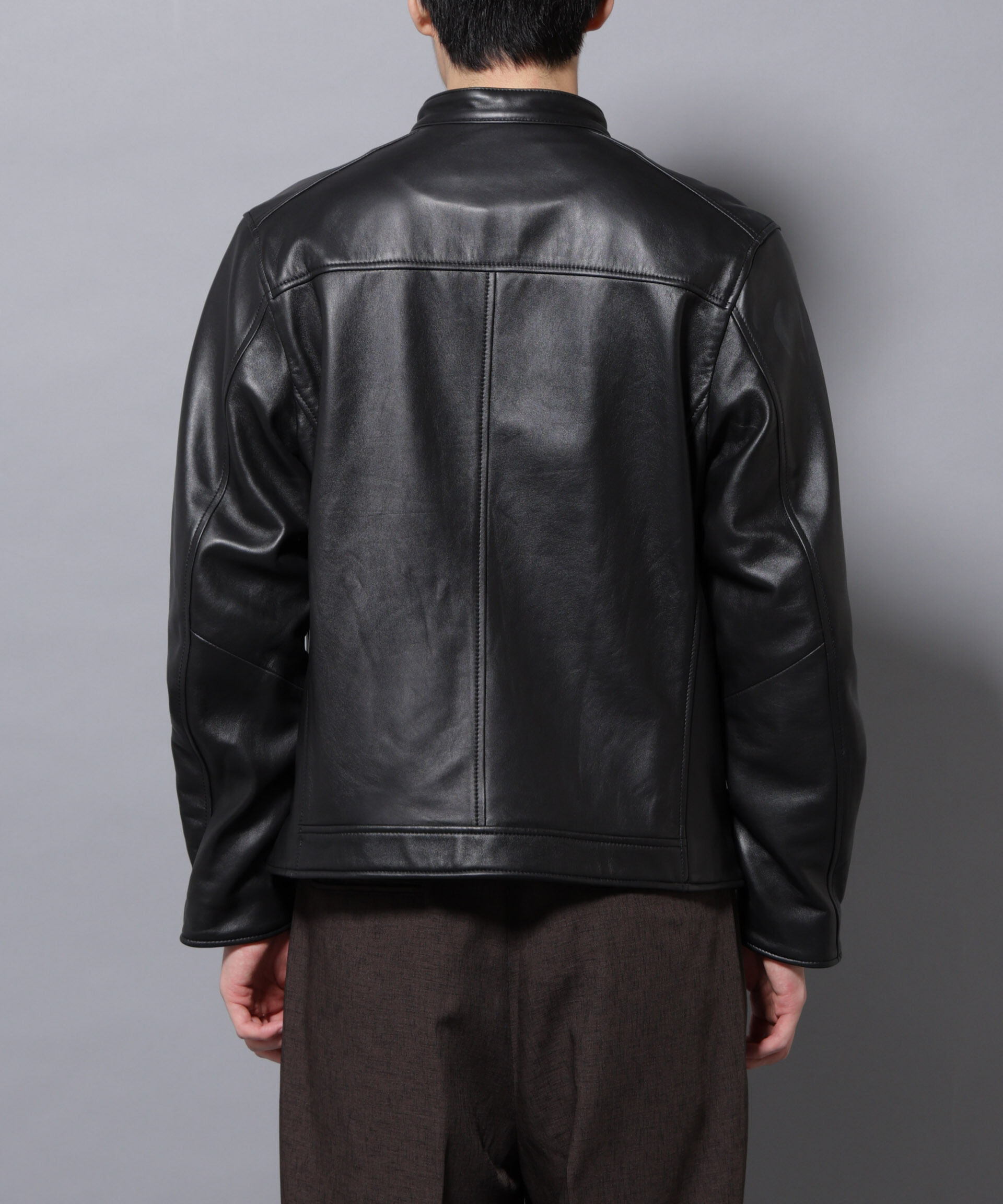 nano･universe「バンドカラーレザーシングルライダースジャケット」|ライダースジャケット|