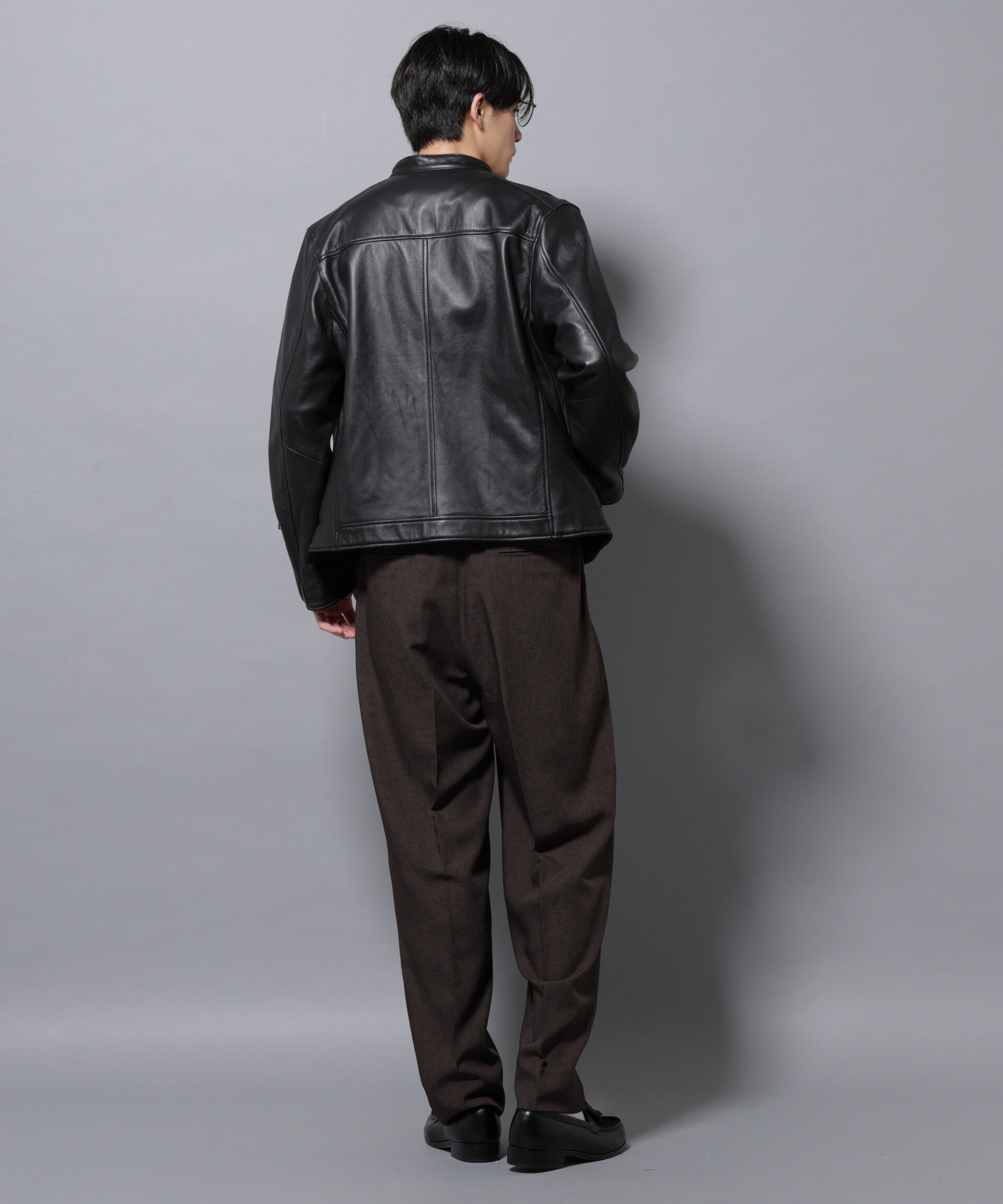 nano･universe「バンドカラーレザーシングルライダースジャケット」|ライダースジャケット|