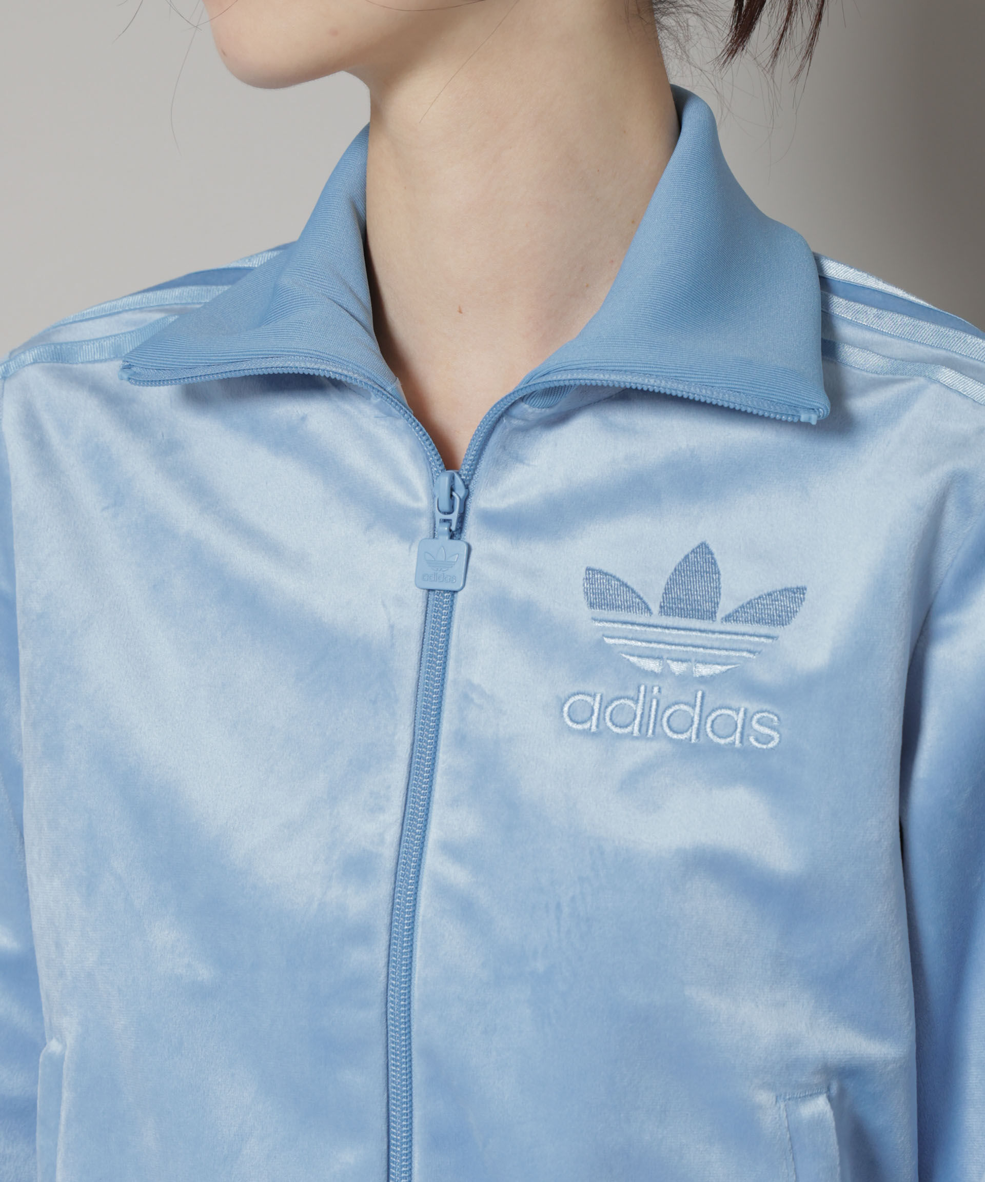 nano･universe「adidas/VELVET TRACK JAKET ASH BLUE」|テーラードジャケット|