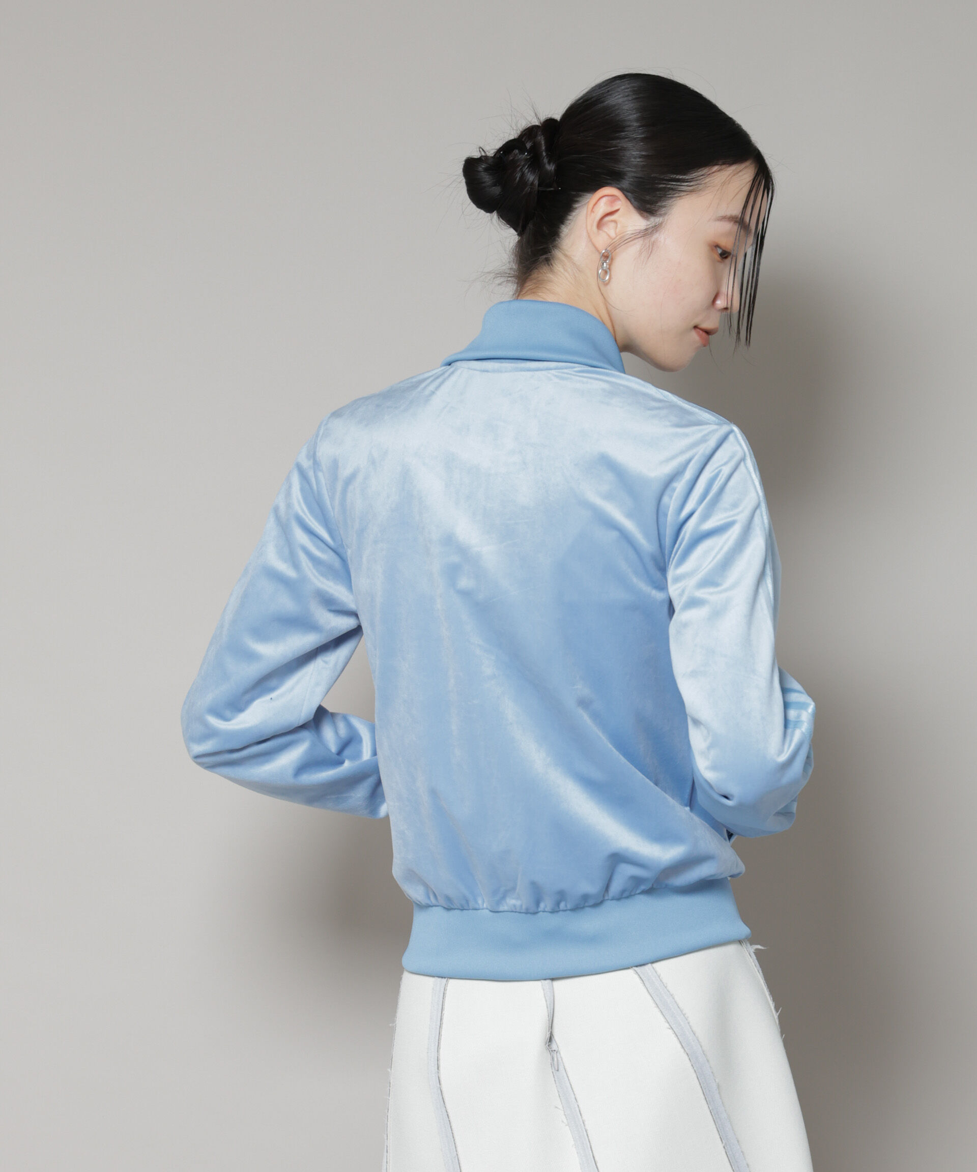 nano･universe「adidas/VELVET TRACK JAKET ASH BLUE」|テーラードジャケット|