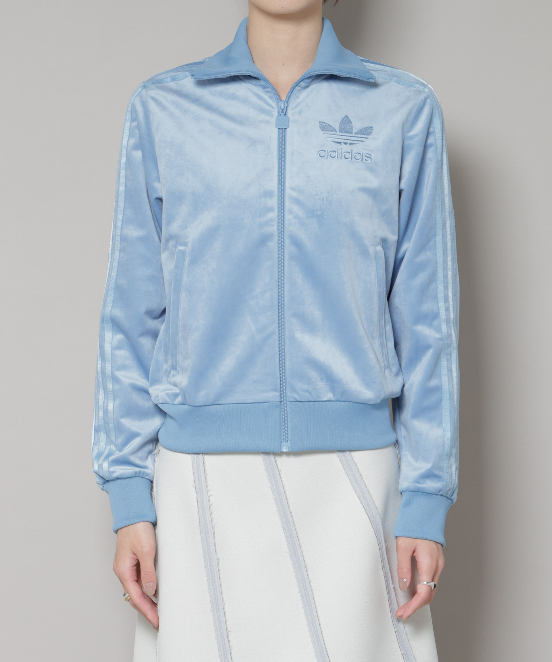 nano･universe「adidas/VELVET TRACK JAKET ASH BLUE」|テーラードジャケット|