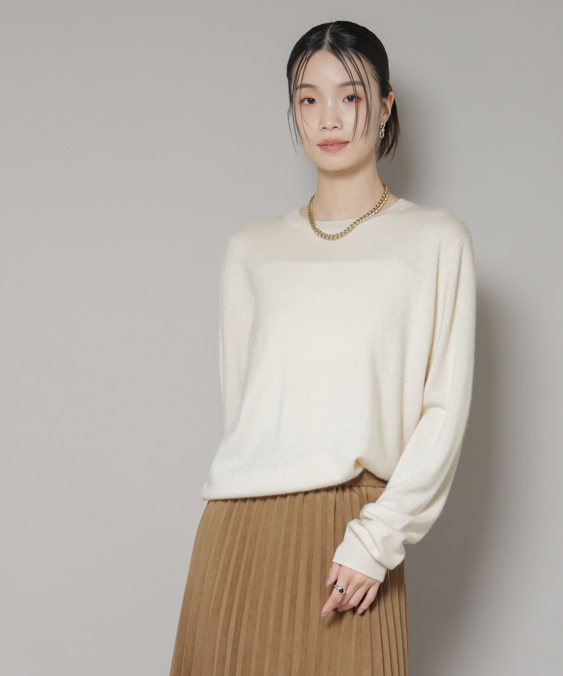 nano･universe「クルーネックカシミヤ混ニットプルオーバー」|ニット・セーター|