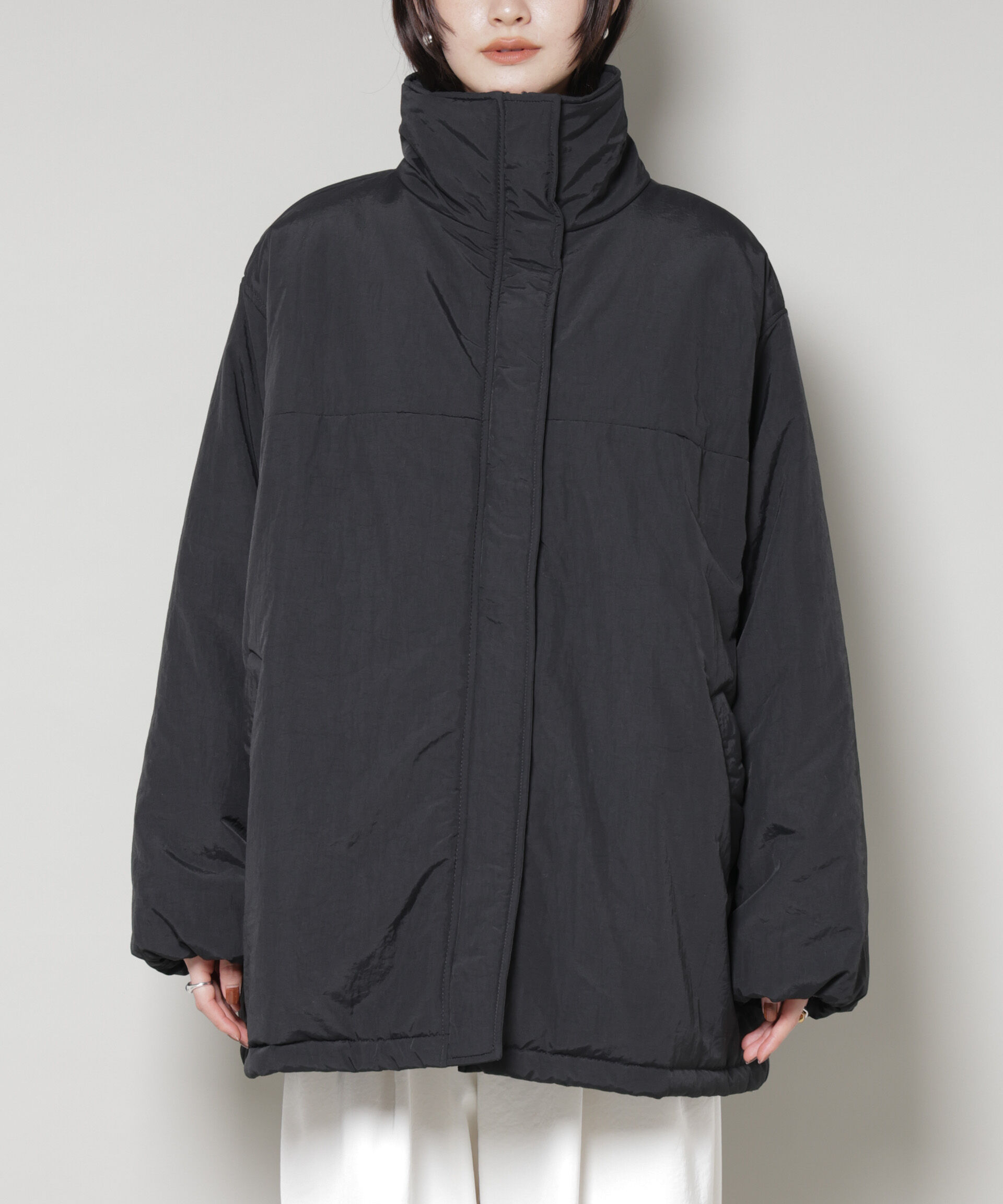 nano･universe「撥水加工 中綿スタンドオーバージップブルゾン」|ブルゾン・スタジャン|