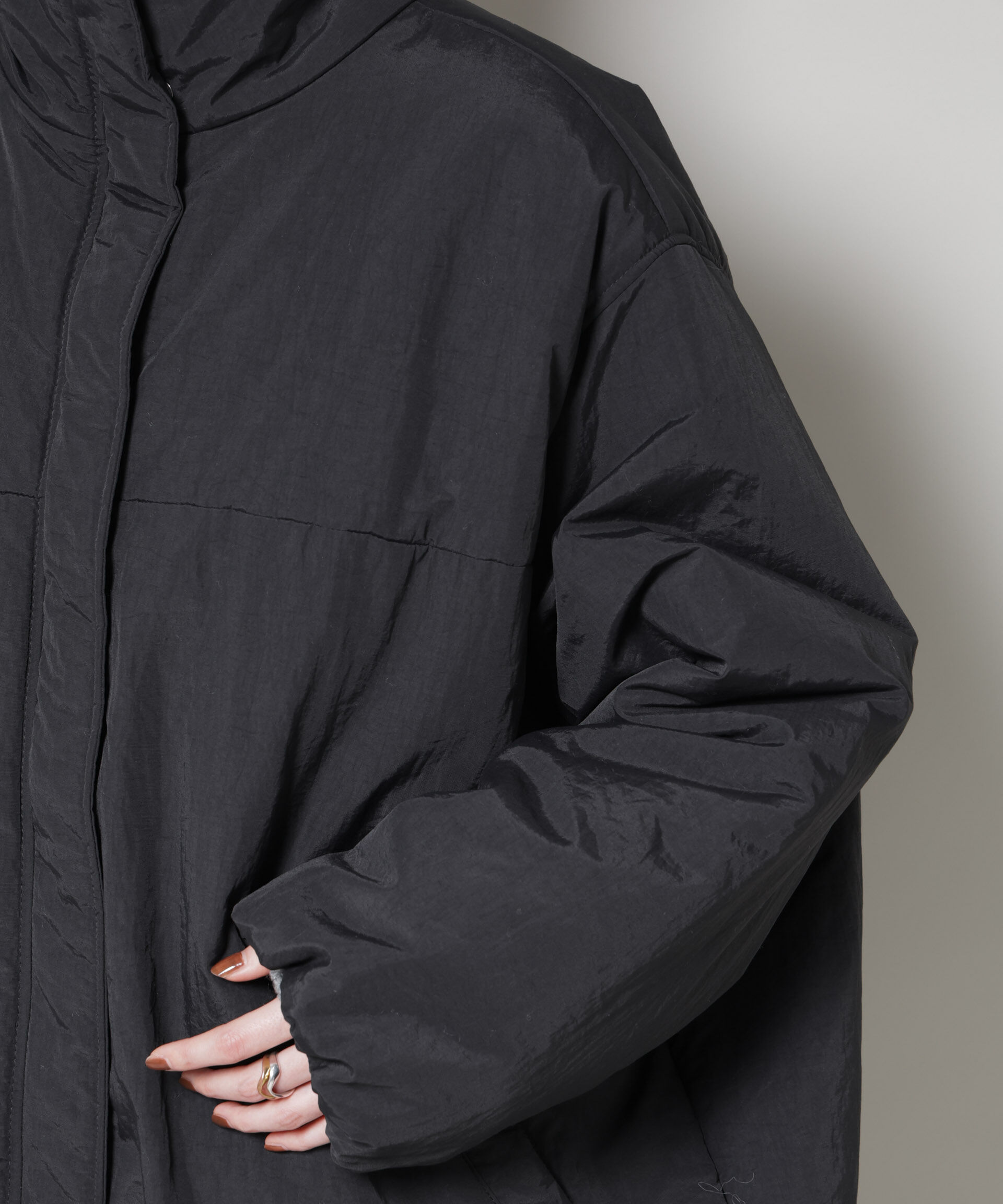 nano･universe「撥水加工 中綿スタンドオーバージップブルゾン」|ブルゾン・スタジャン|