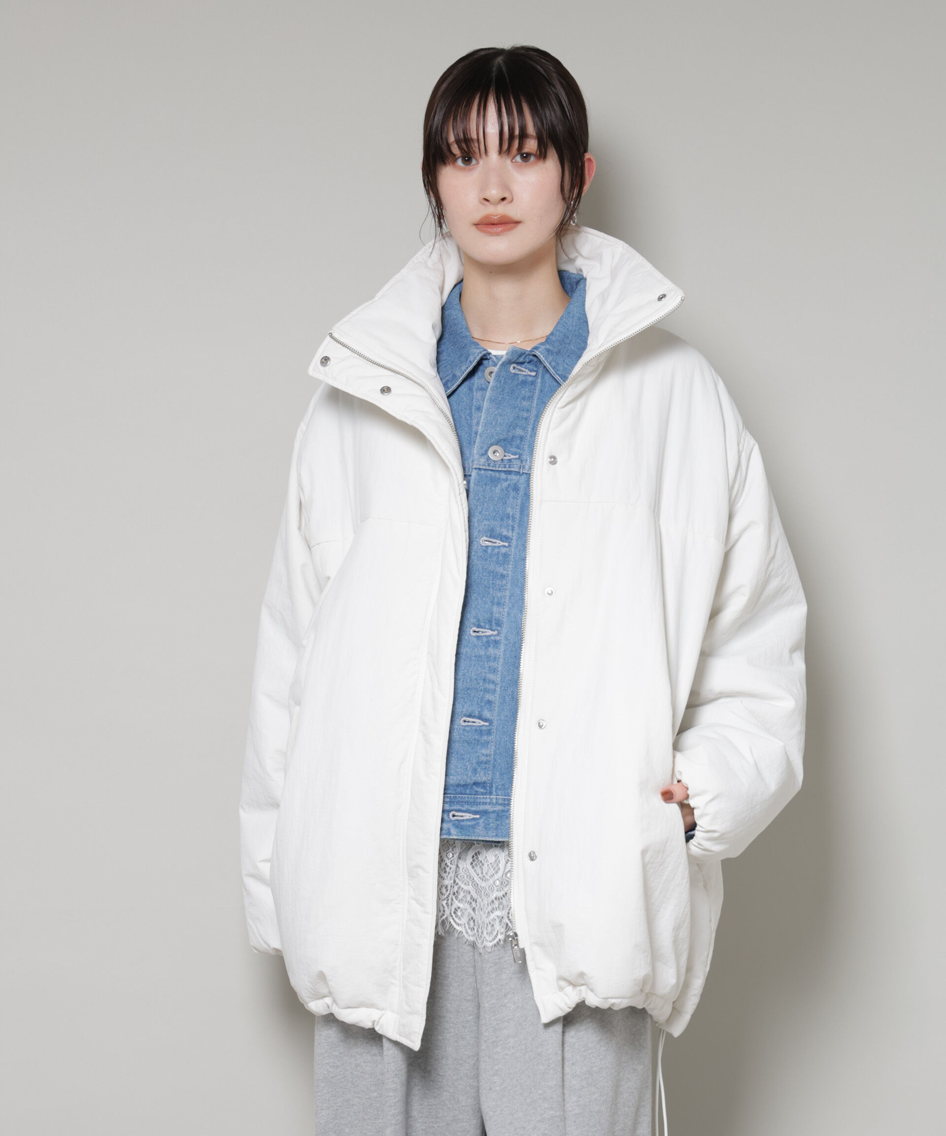 nano･universe「撥水加工 中綿スタンドオーバージップブルゾン」|ブルゾン・スタジャン|