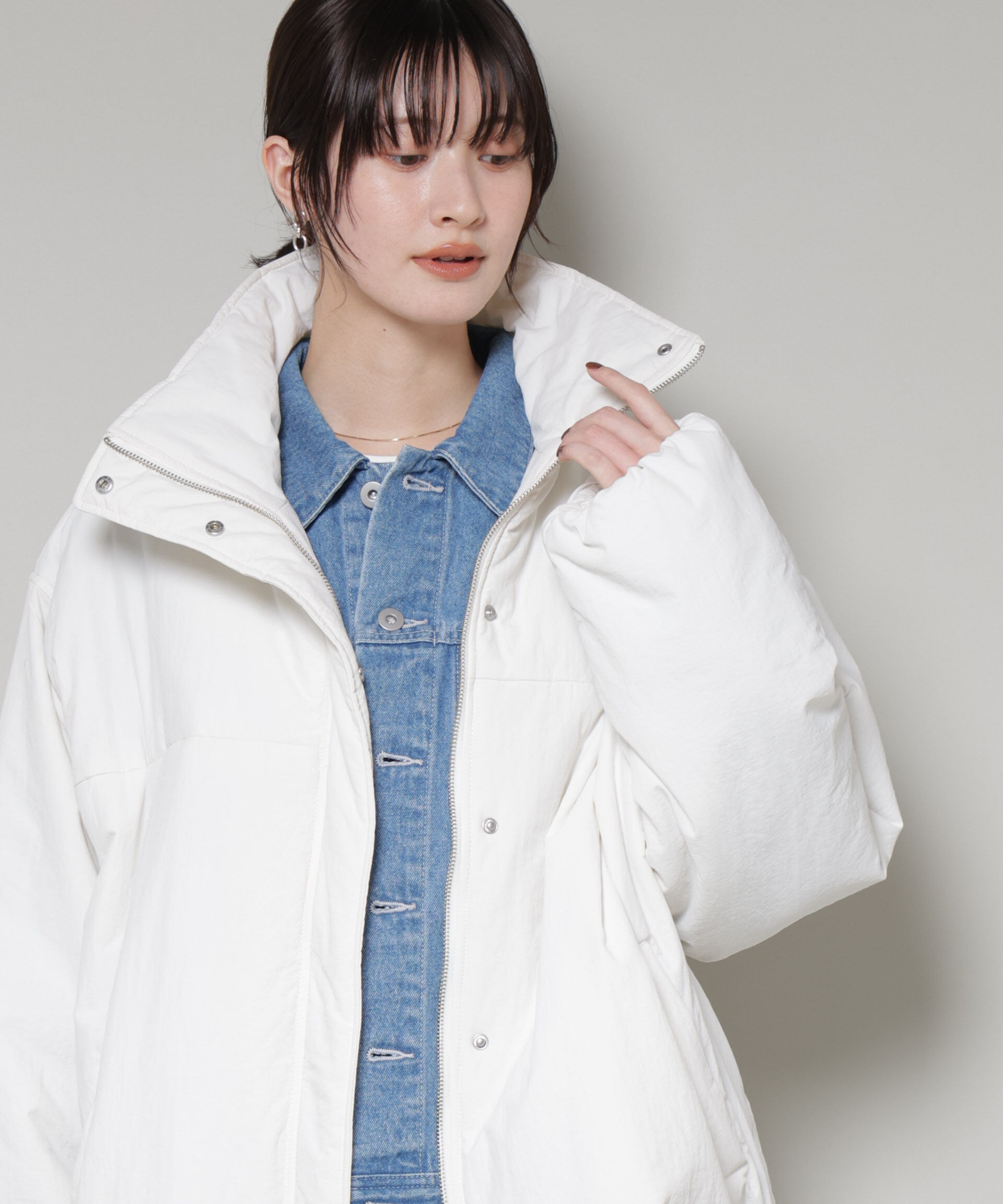 nano･universe「撥水加工 中綿スタンドオーバージップブルゾン」|ブルゾン・スタジャン|