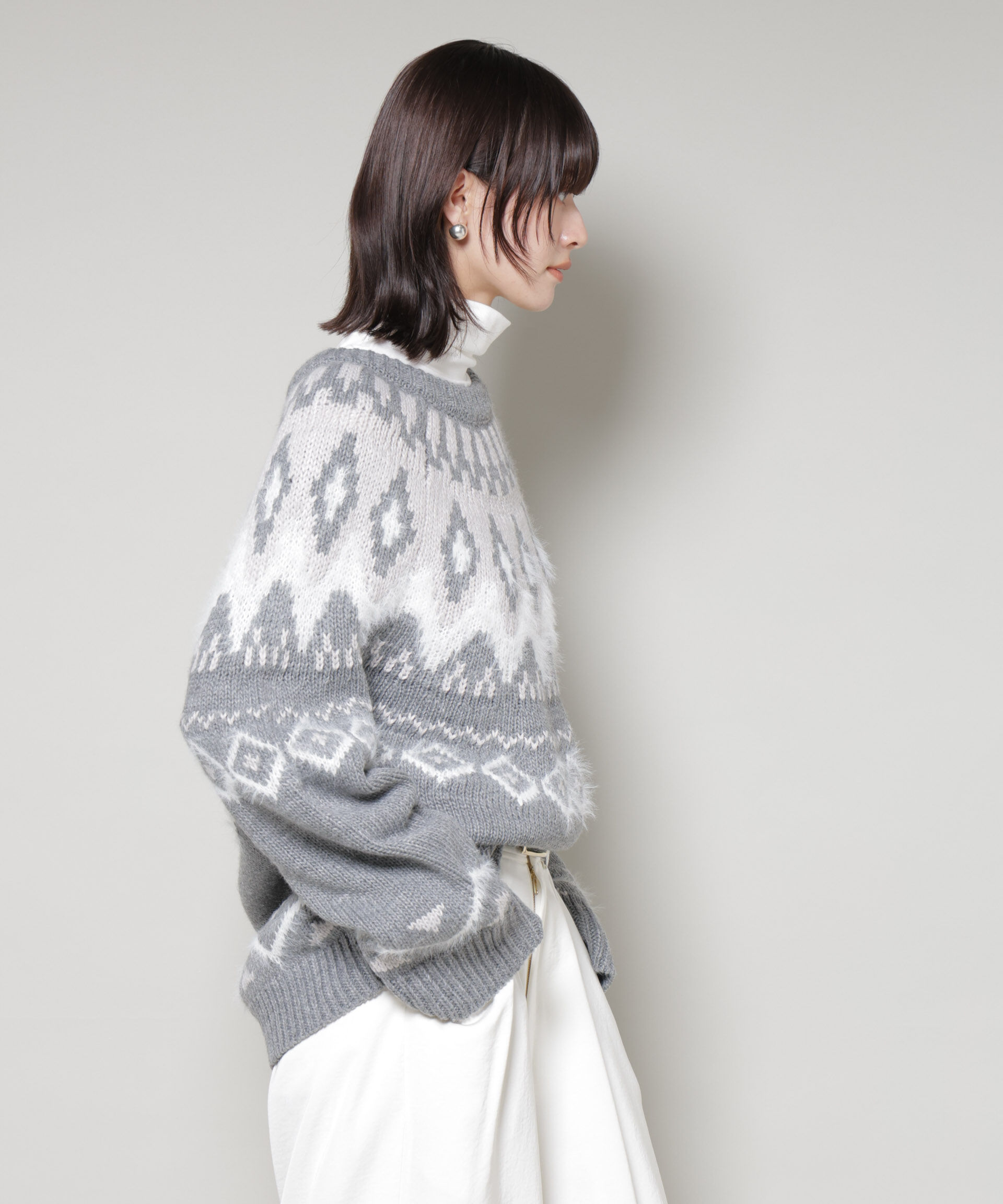 nano･universe「シャギーミックス求心柄ニットトップス」|ニット・セーター|