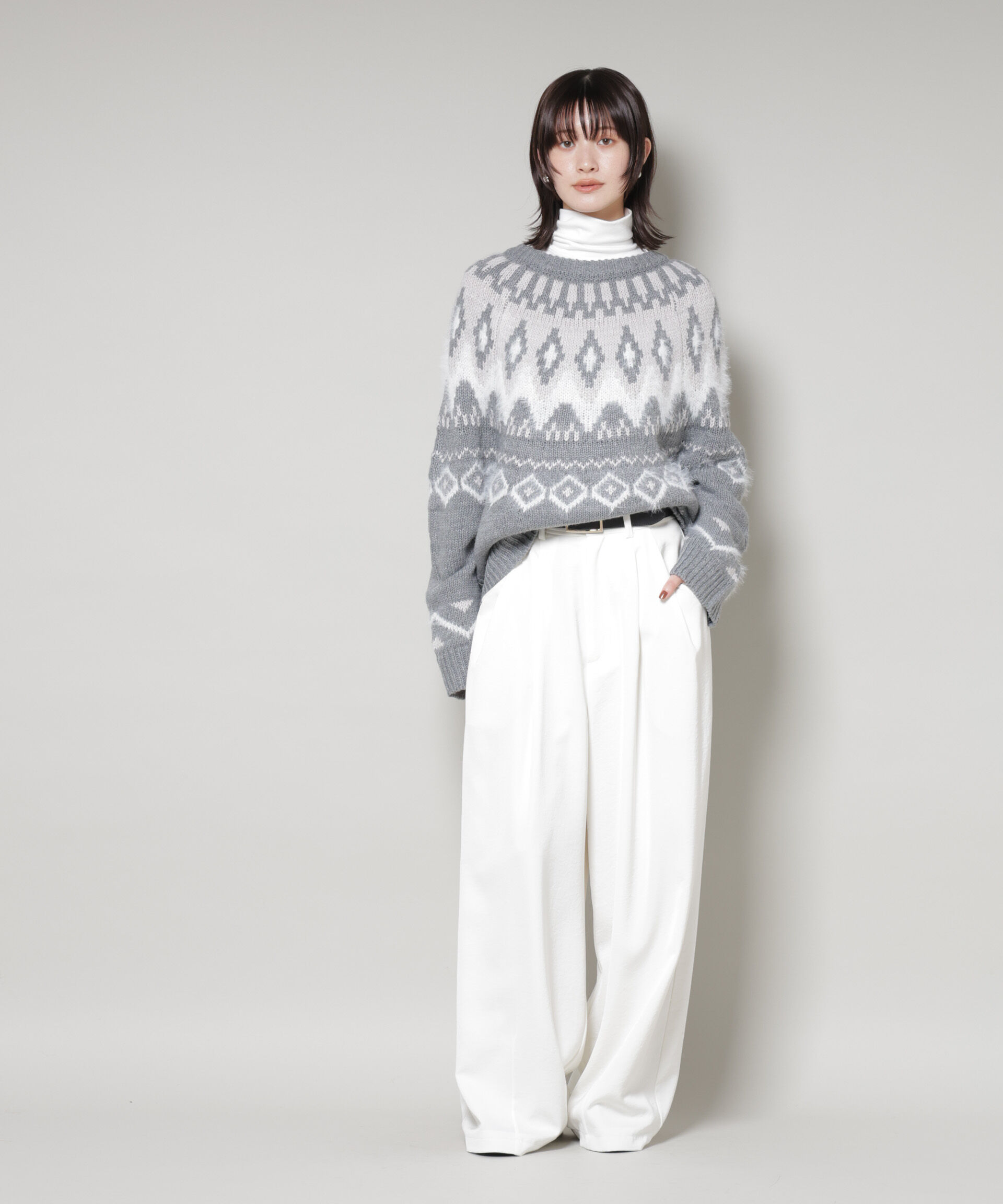 nano･universe「シャギーミックス求心柄ニットトップス」|ニット・セーター|