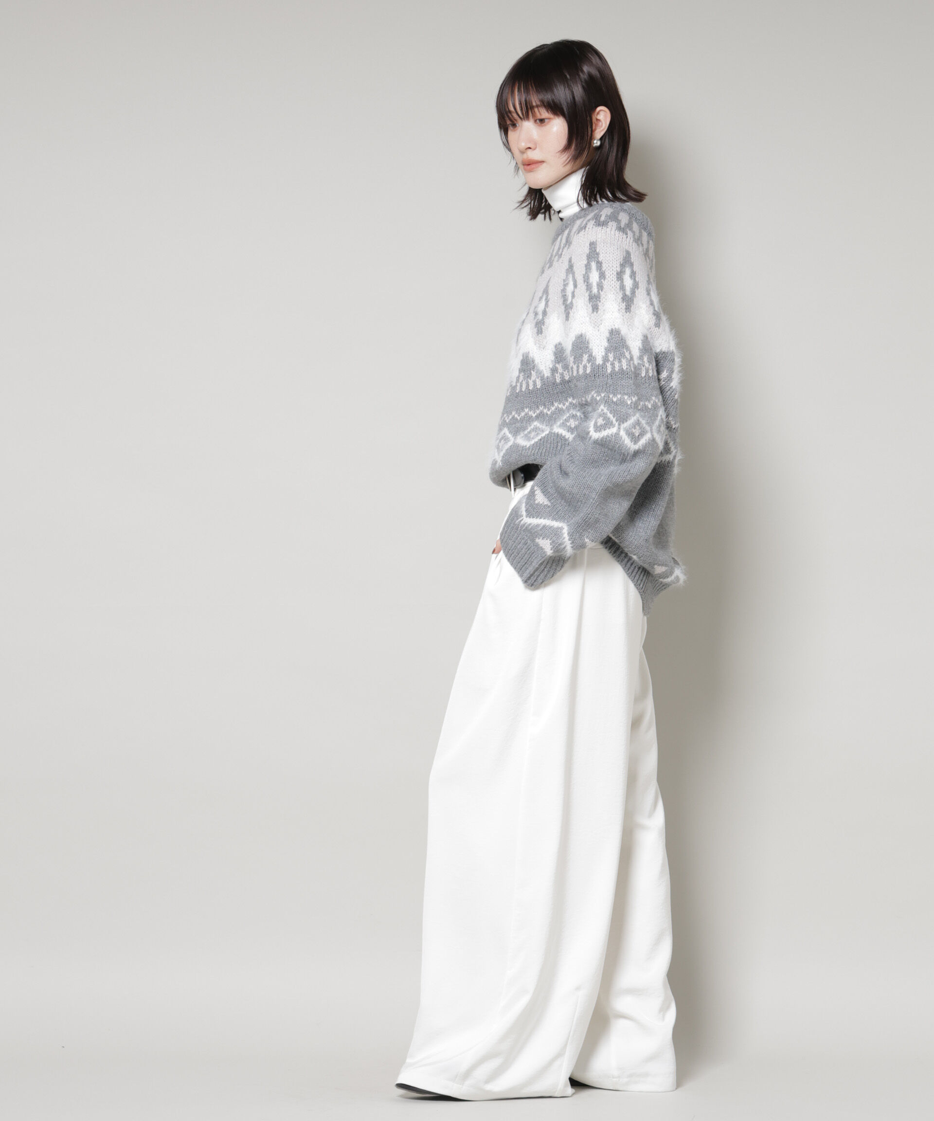 nano･universe「シャギーミックス求心柄ニットトップス」|ニット・セーター|