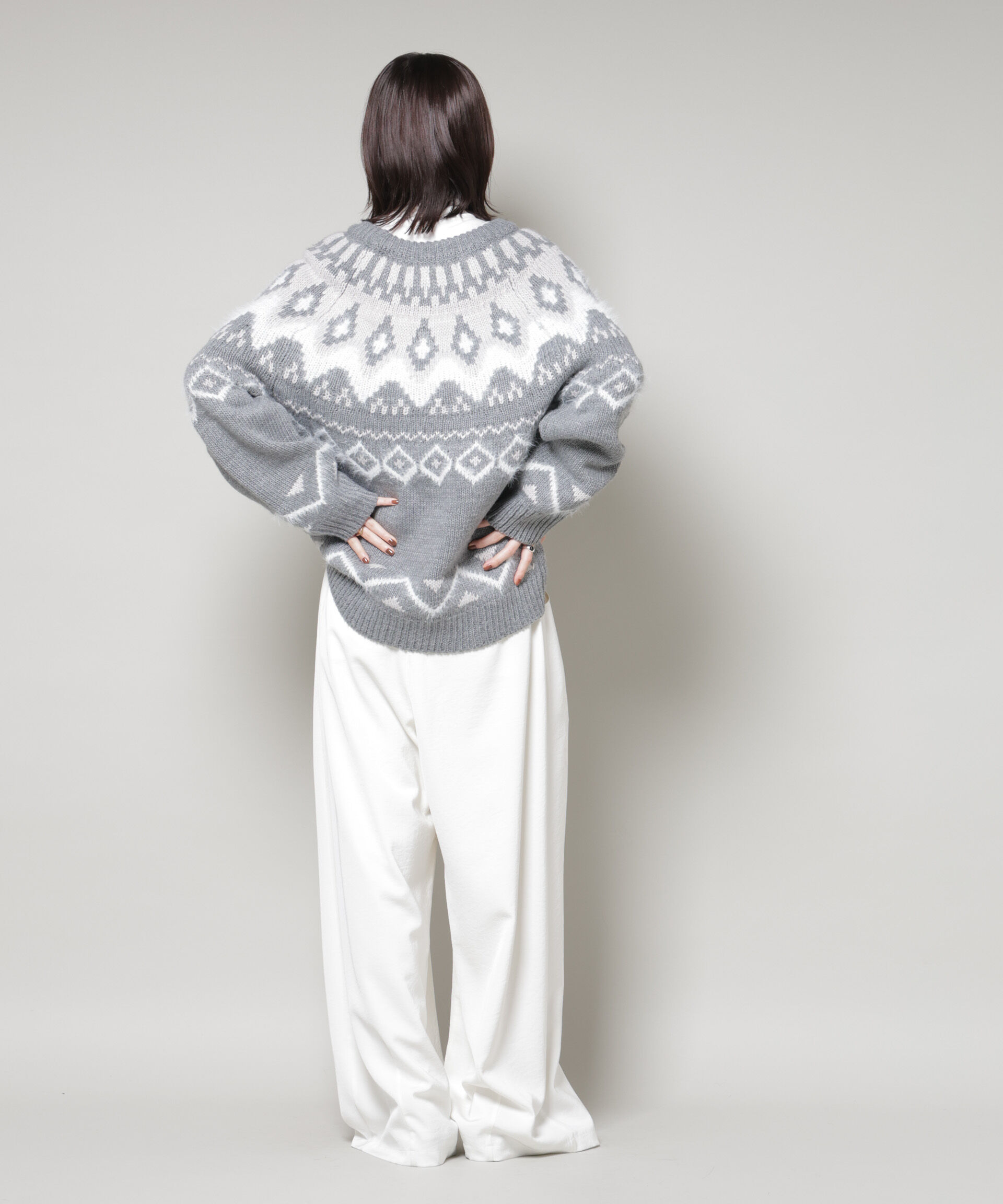 nano･universe「シャギーミックス求心柄ニットトップス」|ニット・セーター|