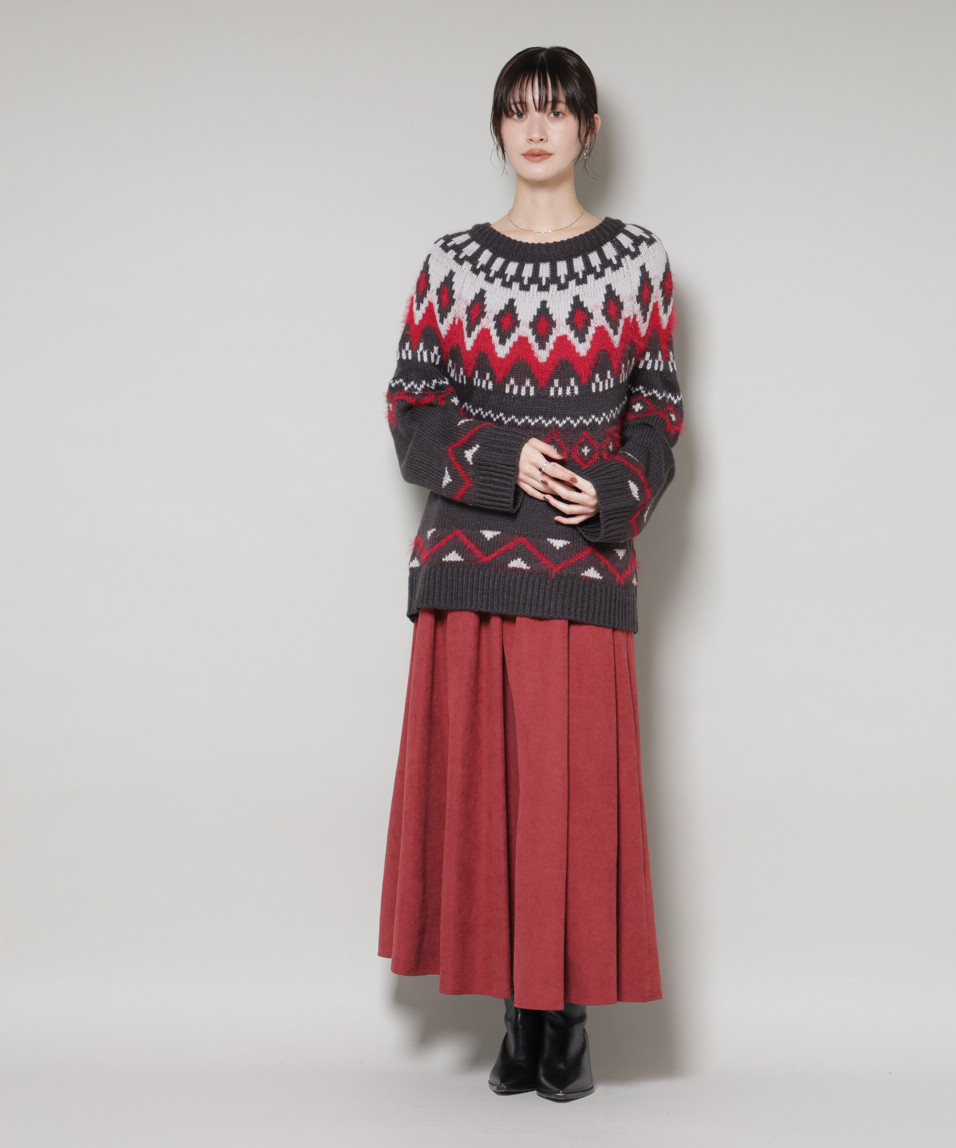 nano･universe「シャギーミックス求心柄ニットトップス」|ニット・セーター|