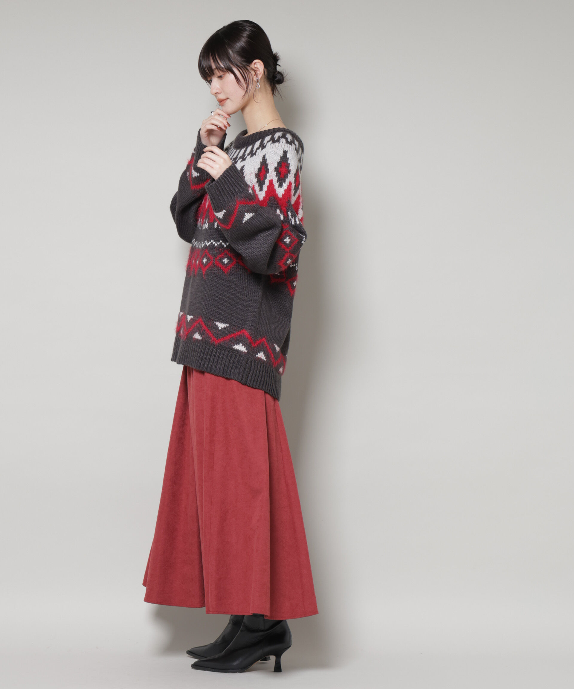 nano･universe「シャギーミックス求心柄ニットトップス」|ニット・セーター|