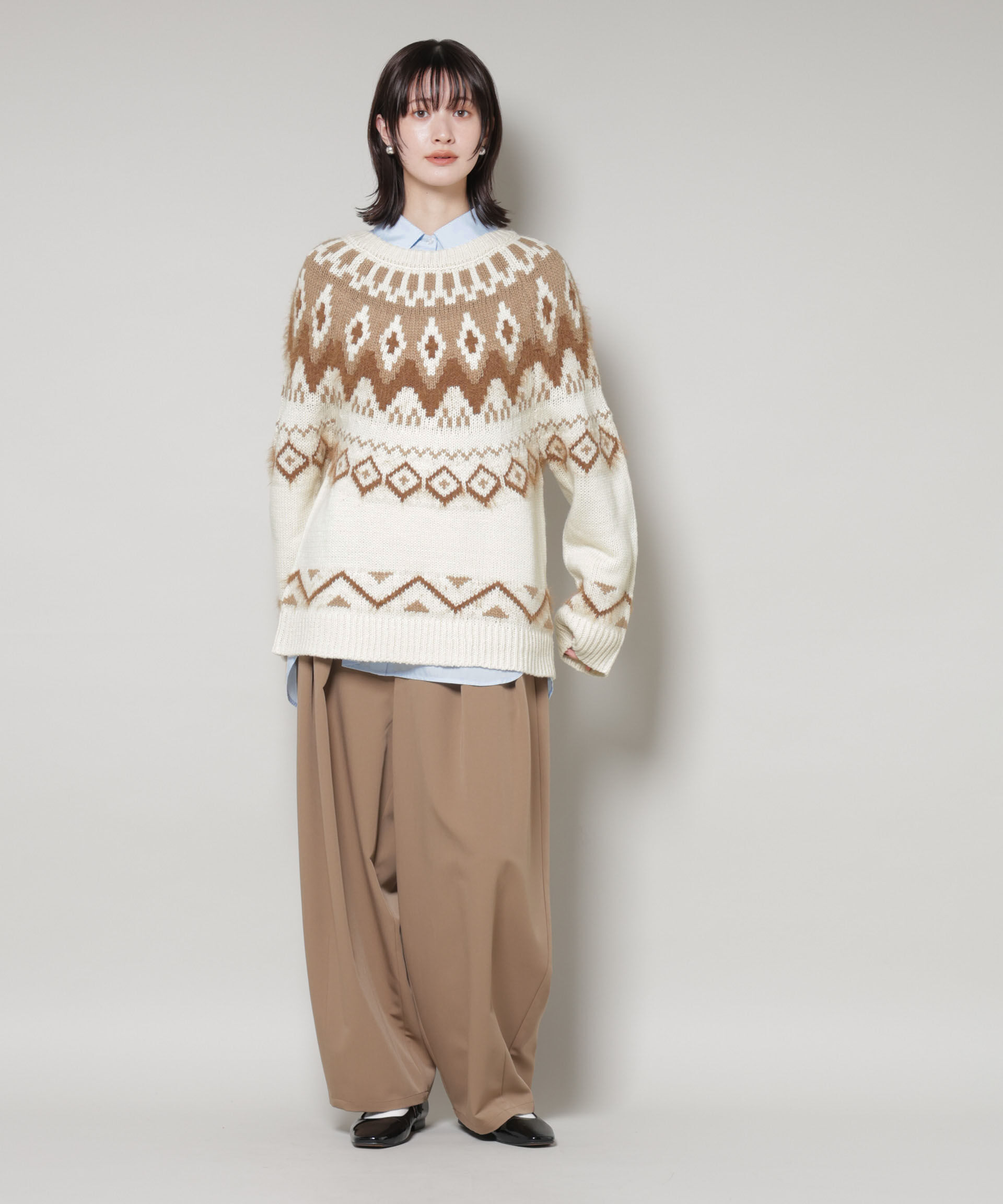 nano･universe「シャギーミックス求心柄ニットトップス」|ニット・セーター|