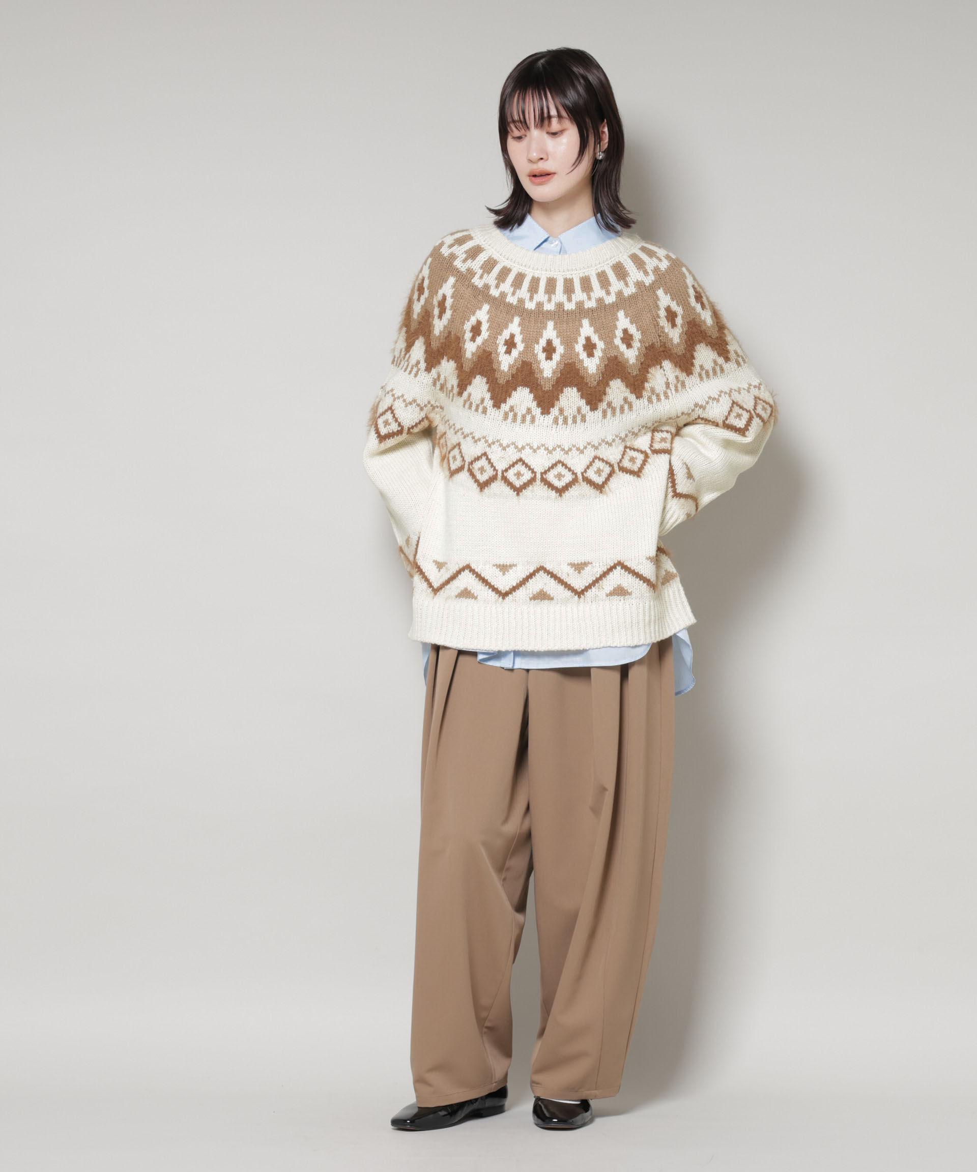 nano･universe「シャギーミックス求心柄ニットトップス」|ニット・セーター|