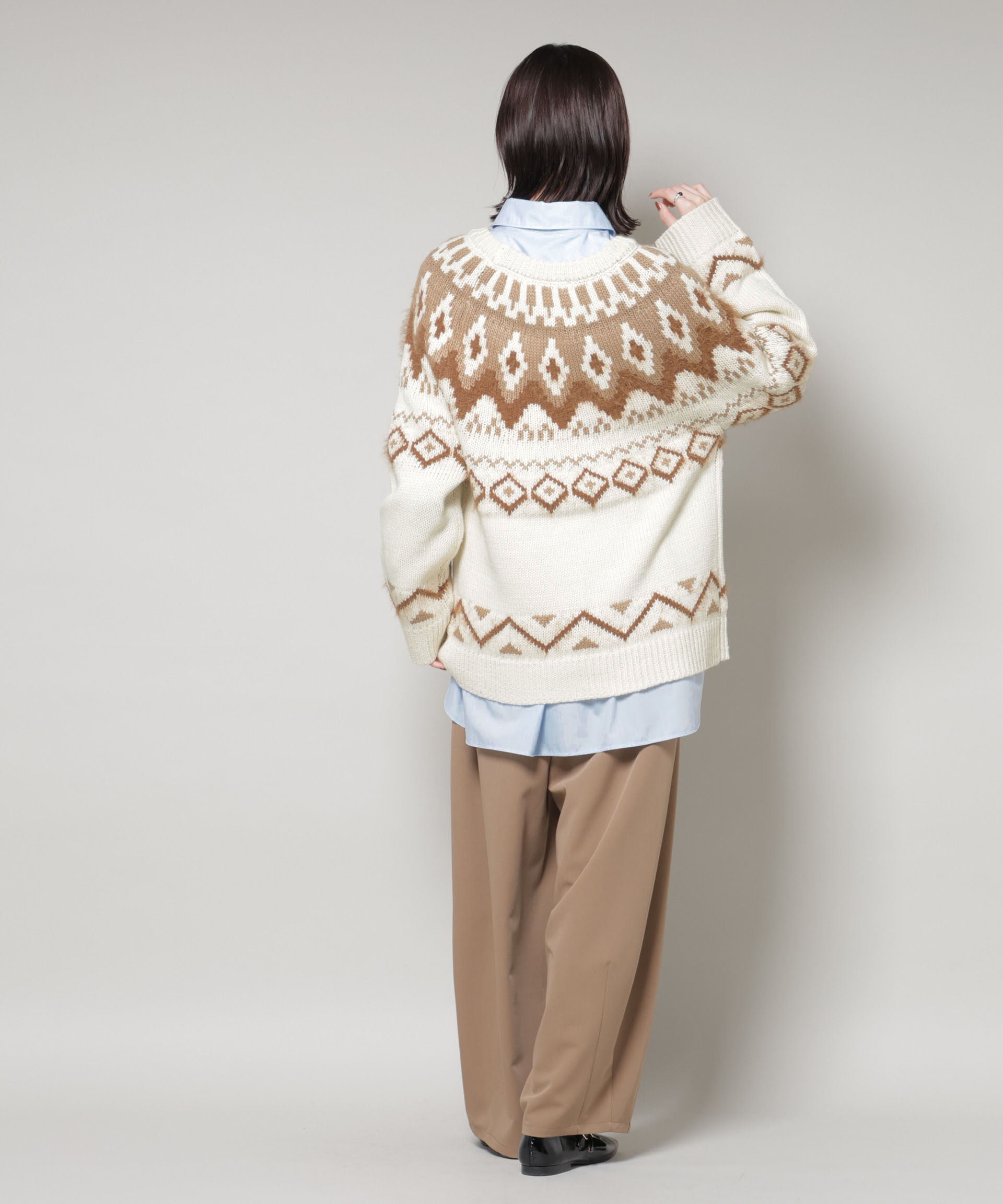 nano･universe「シャギーミックス求心柄ニットトップス」|ニット・セーター|