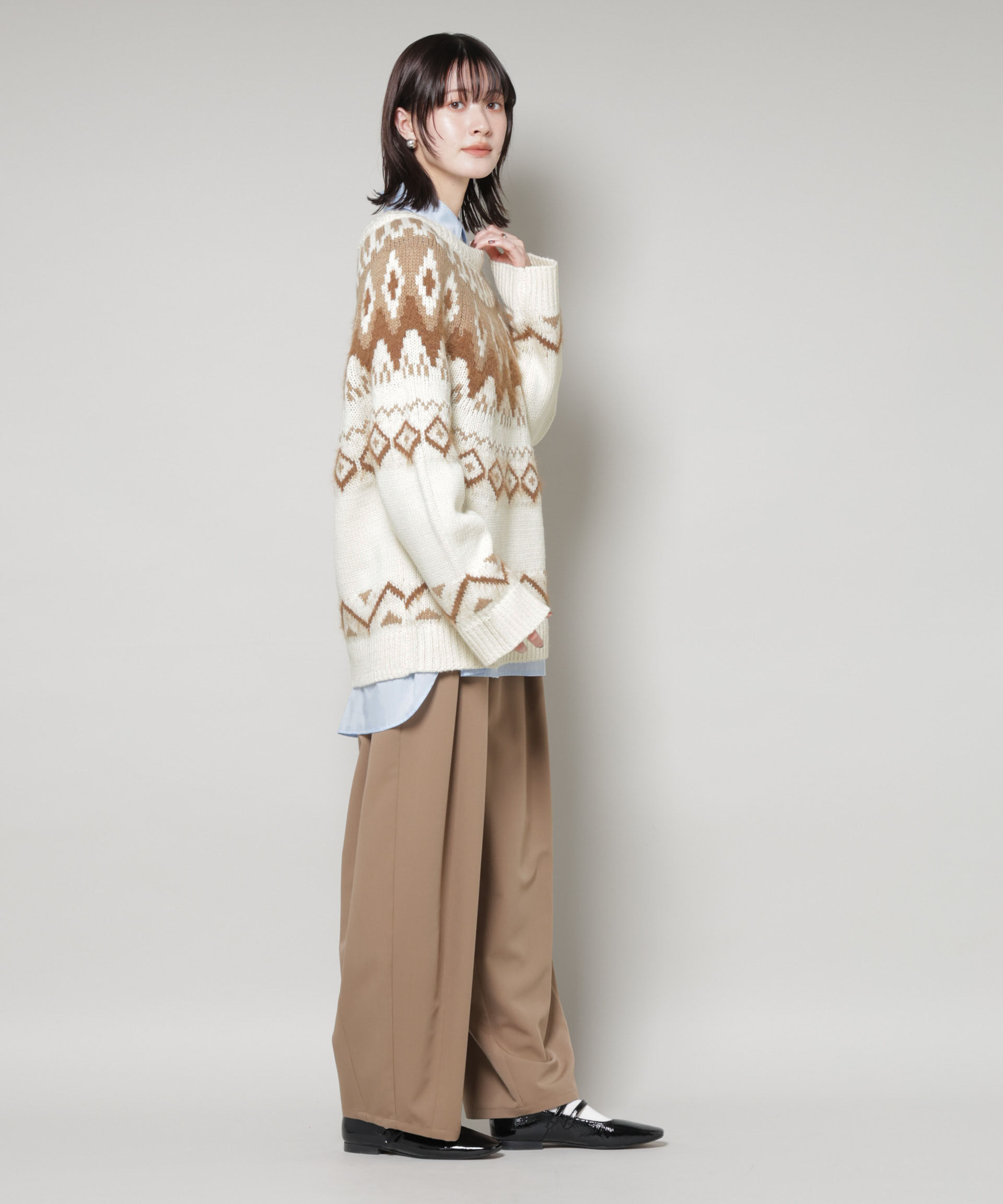 nano･universe「シャギーミックス求心柄ニットトップス」|ニット・セーター|