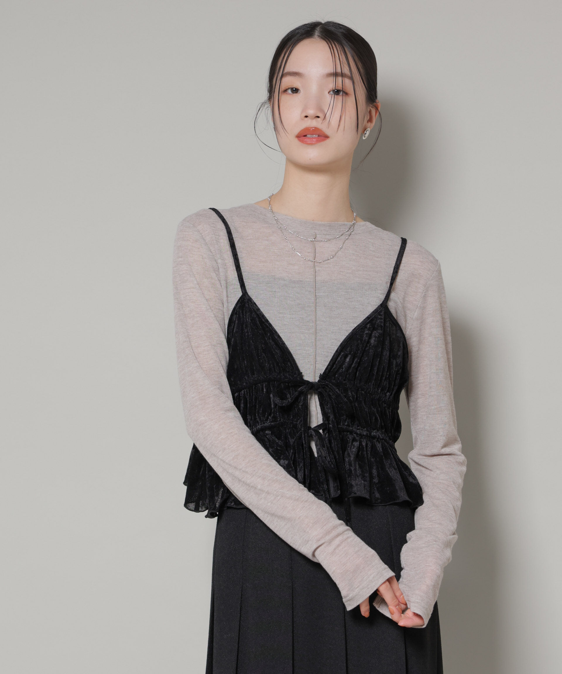 nano･universe「フロントリボンキャミソールビスチェ」|Tシャツ・カットソー|