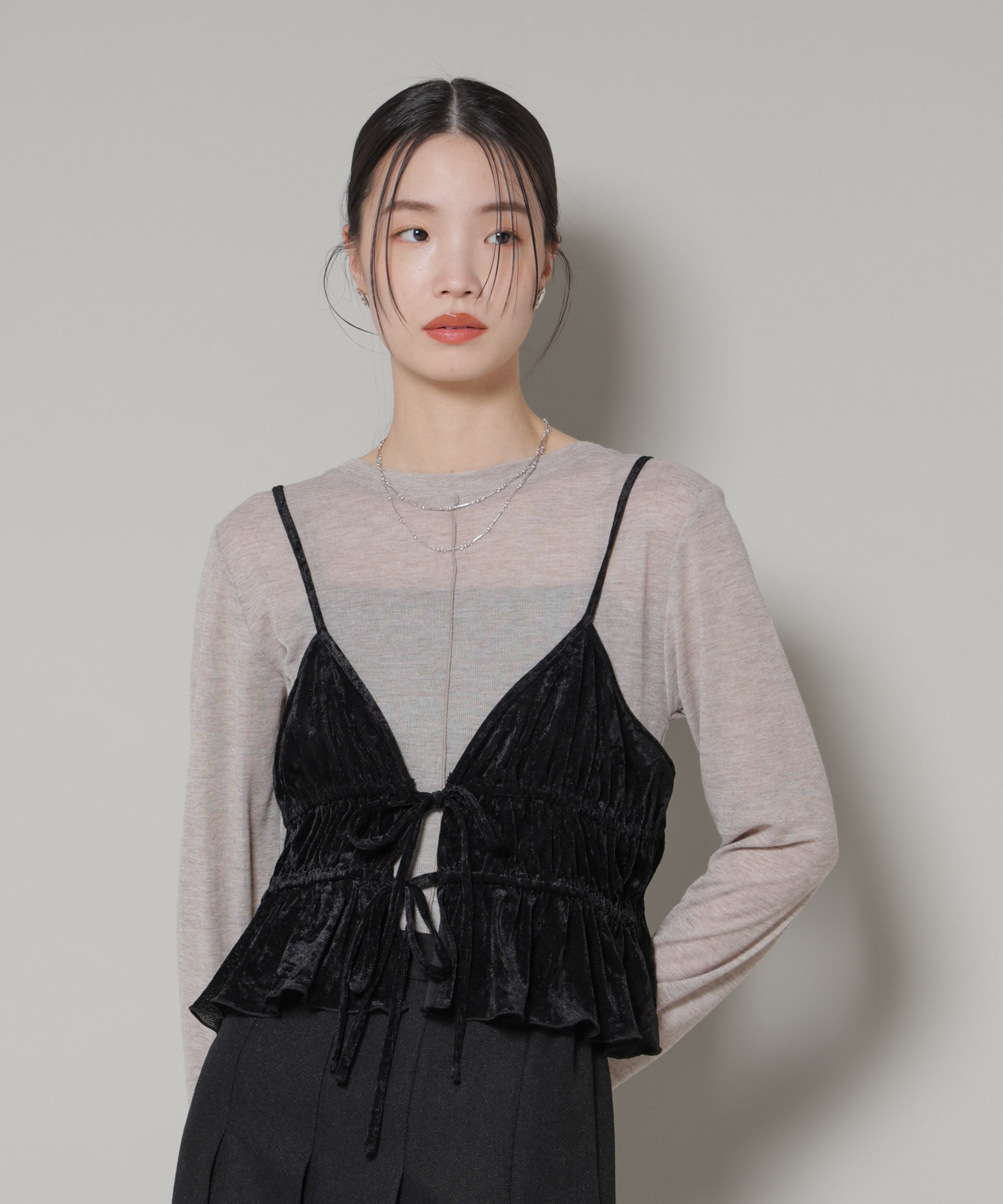 nano･universe「フロントリボンキャミソールビスチェ」|Tシャツ・カットソー|