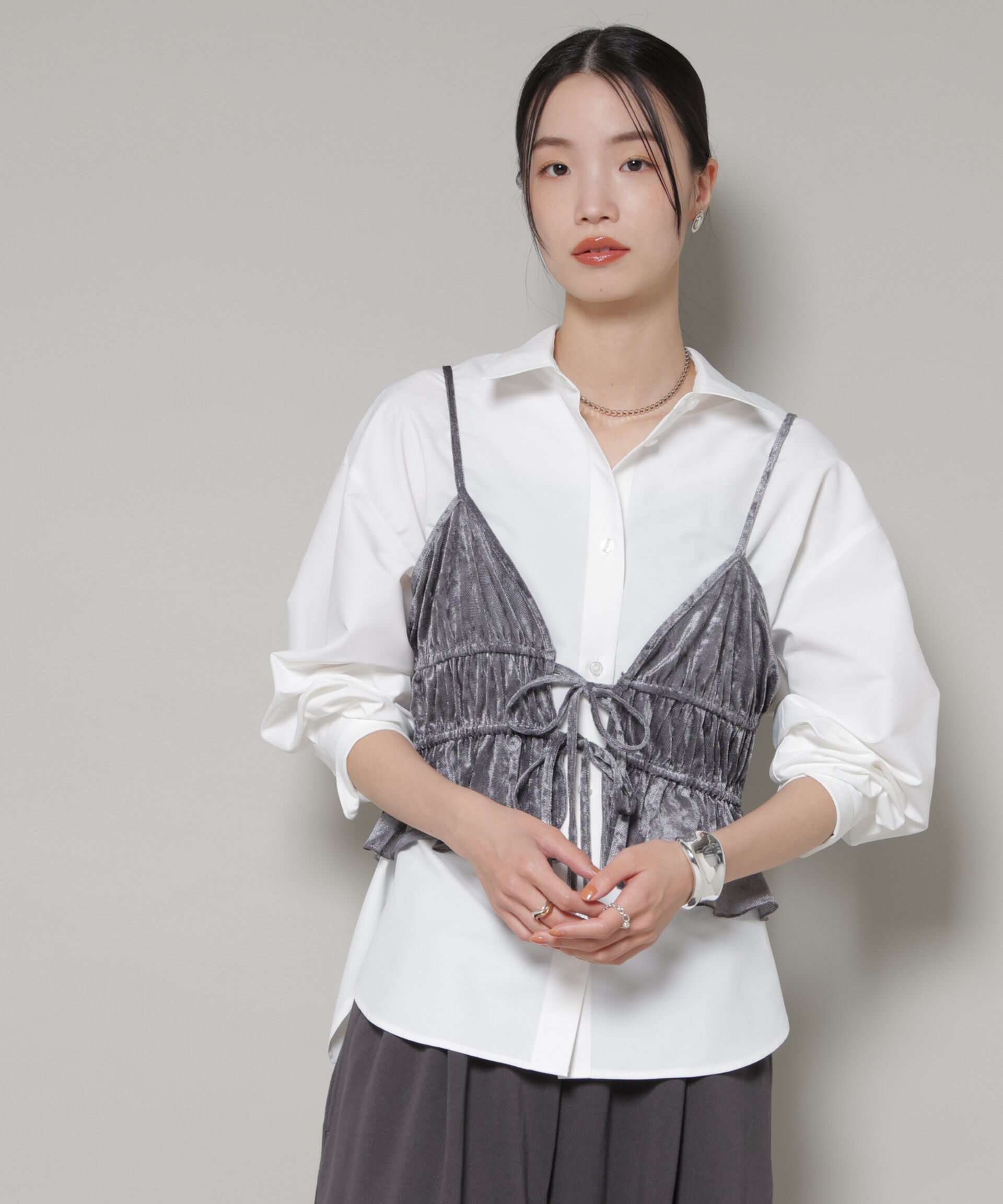 nano･universe「フロントリボンキャミソールビスチェ」|Tシャツ・カットソー|