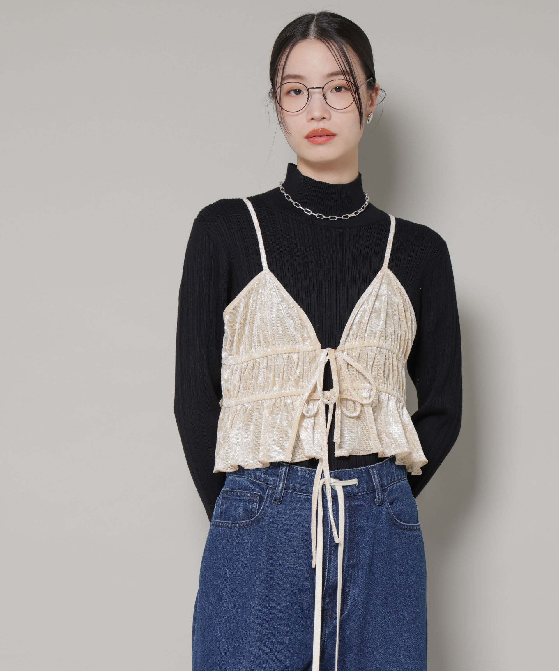 nano･universe「フロントリボンキャミソールビスチェ」|Tシャツ・カットソー|