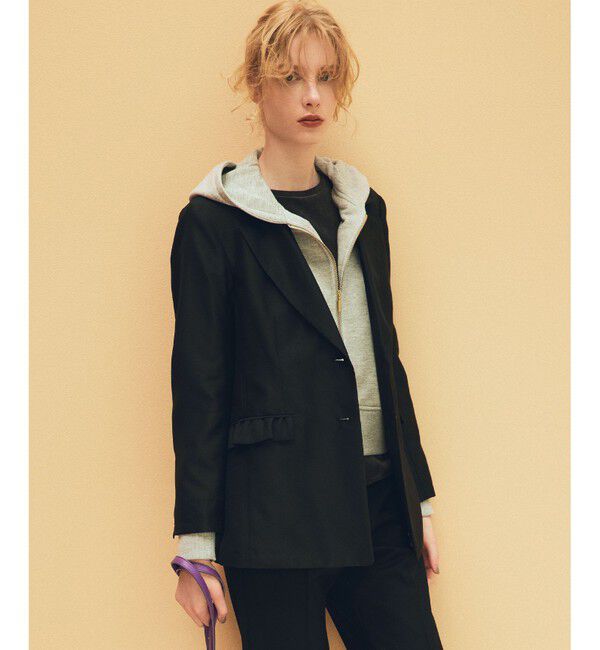 組曲「フリルディテールシアー ジャケット」|テーラードジャケット|ブラック系